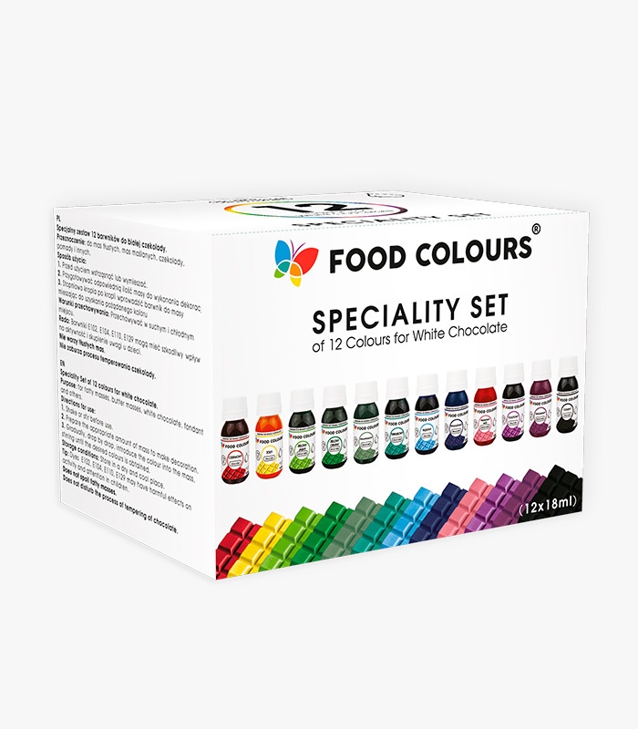 Zestaw 12 Emulsji do Białej Czekolady 18ml Barwniki Olejowe do Mas Tłustych