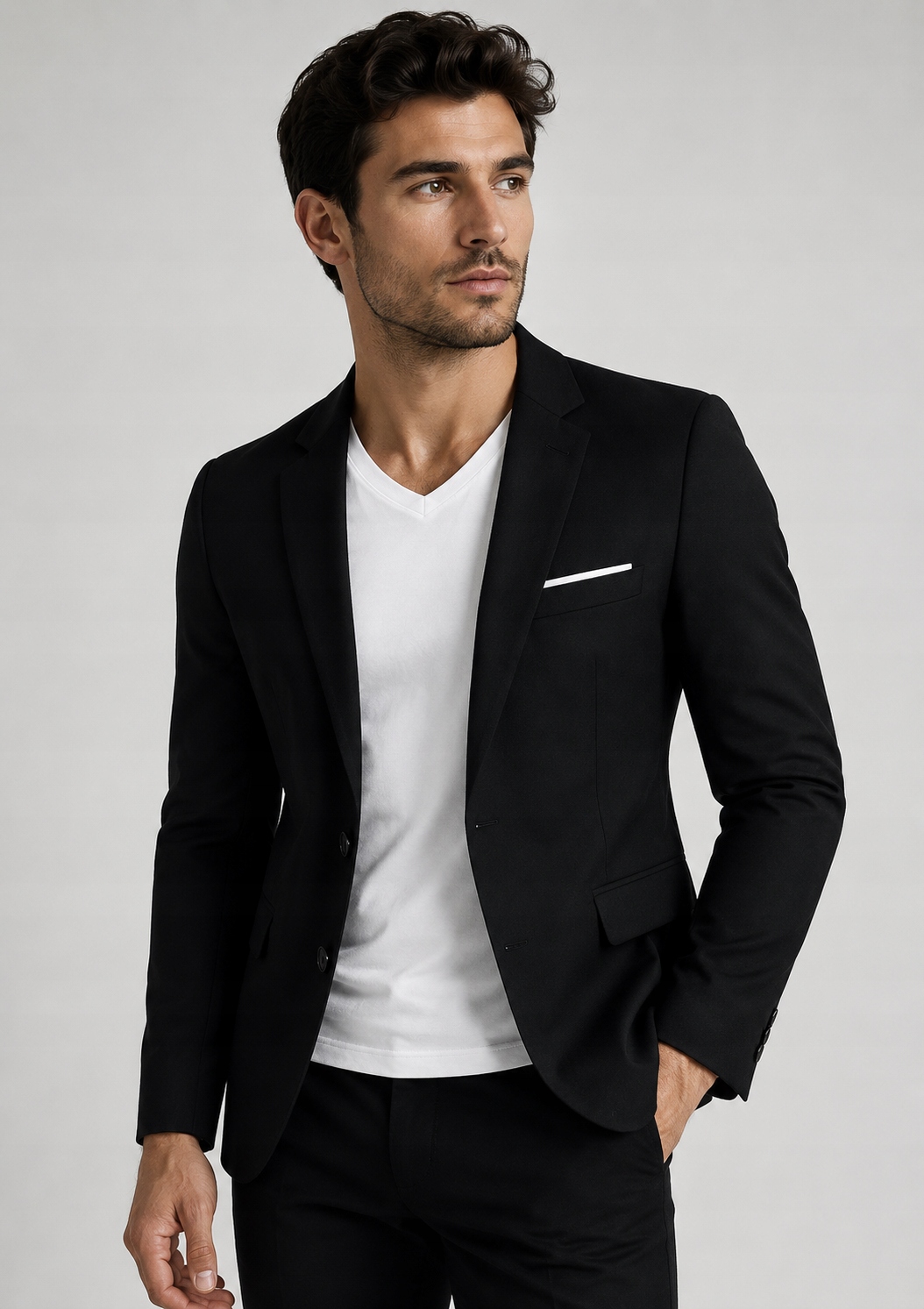 Męska Marynarka Sportowa Slim Fit Casual Czarna Klasyczna Coofandy M
