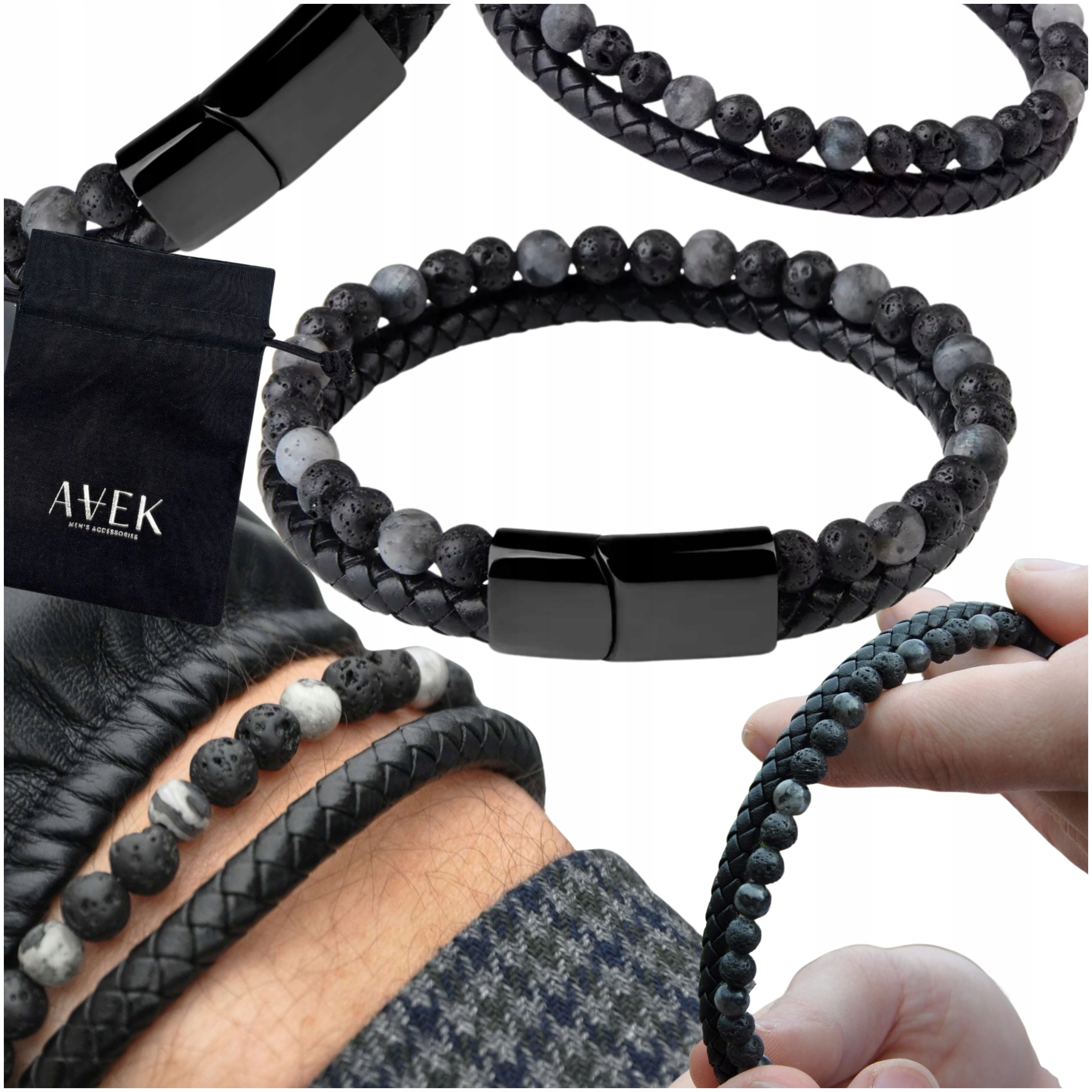 Pánský Náramek Kožený Dárek Z Ocel