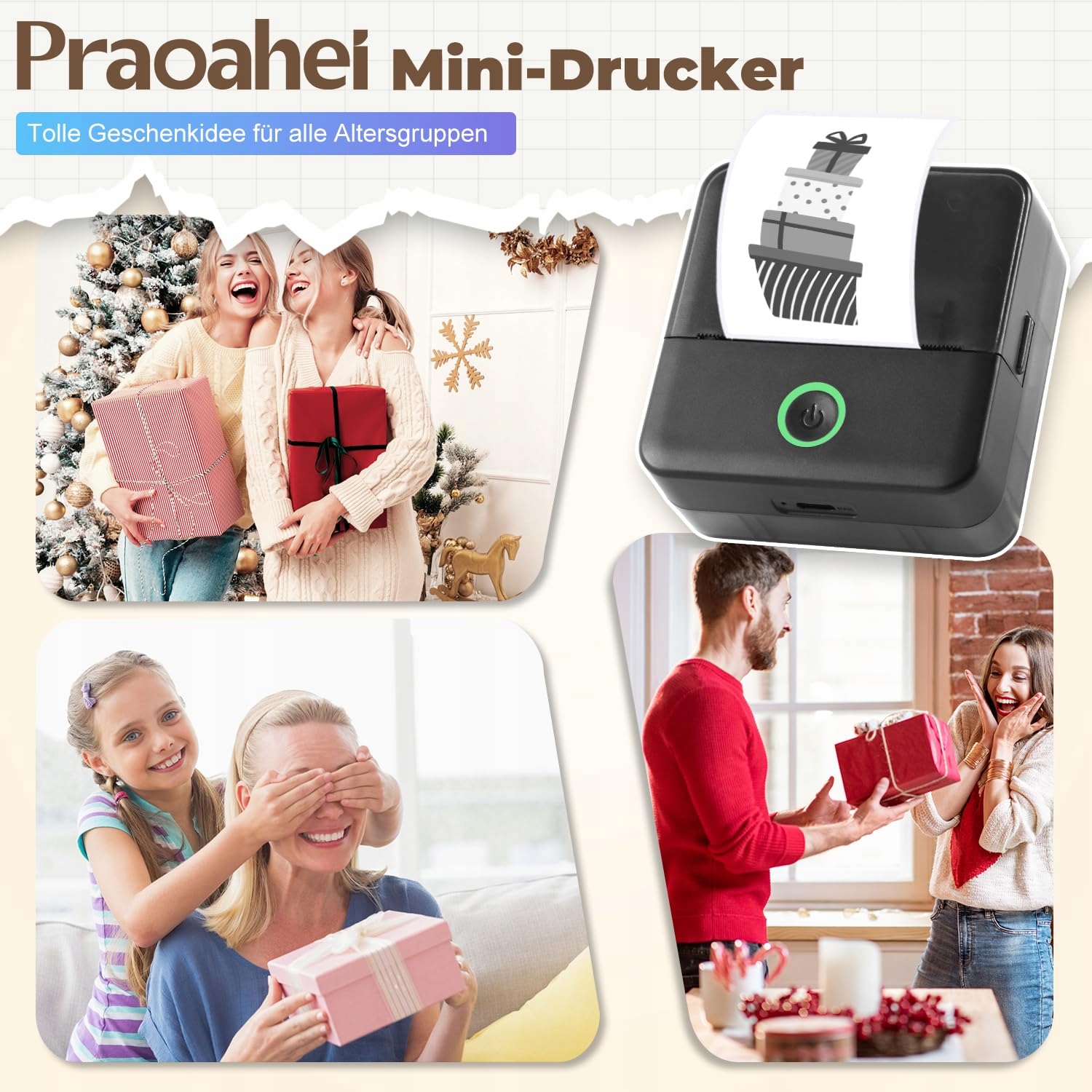 PRAOAHEI Mini Drukarka Termiczna Bluetooth Do Zdjęć i Notatek iOS Android — miniatura 9