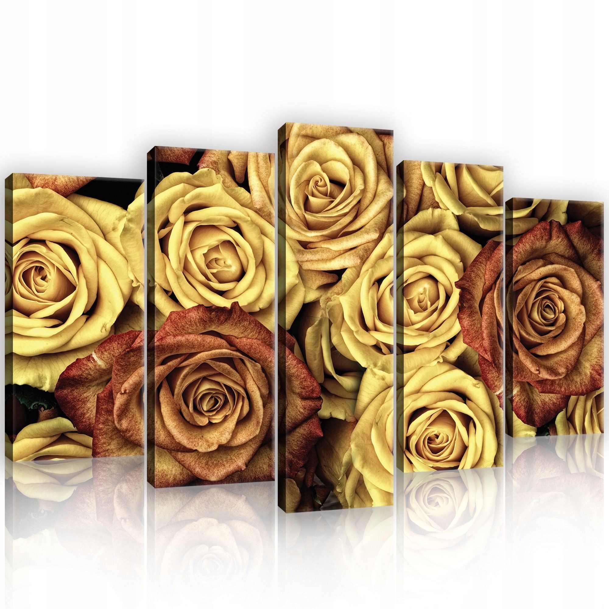 Obraz 100x60 Žluté růže červené květy dekorace stěny příroda elegance