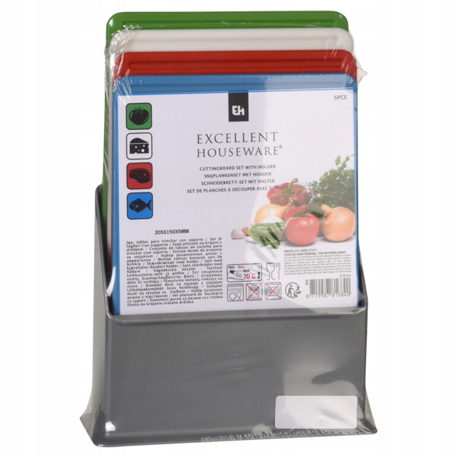 ZESTAW DESEK do krojenia 4szt kolorowe STOJAK