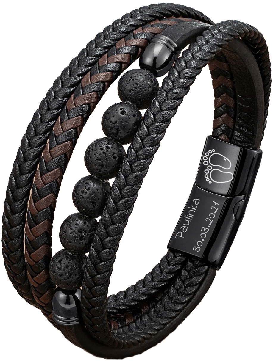 Bransoletka TYGRYSIE OKO dla taty GRAWER CZARNA Kolor dominujący czarny