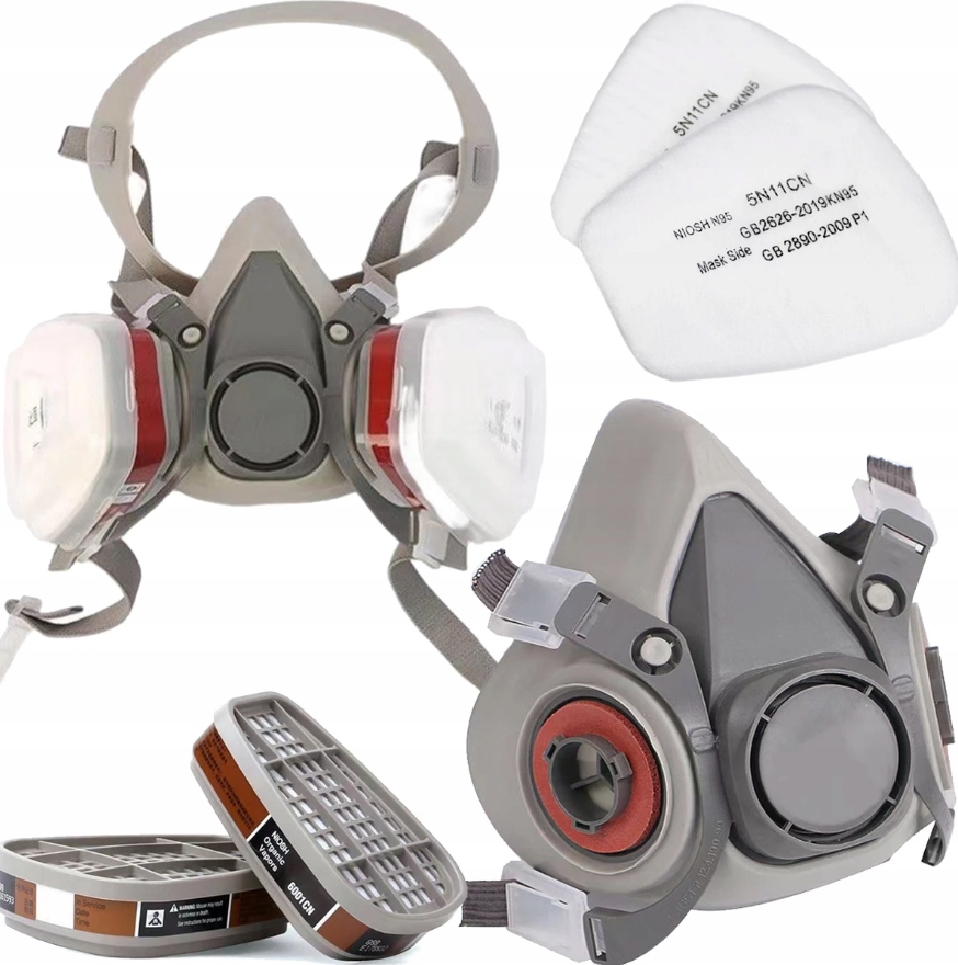 ZESTAW PÓŁMASKA OCHRONNA 6001 PRZECIWPYŁOWA LAKIERNICZA OSŁONA TWARZY Marka inna