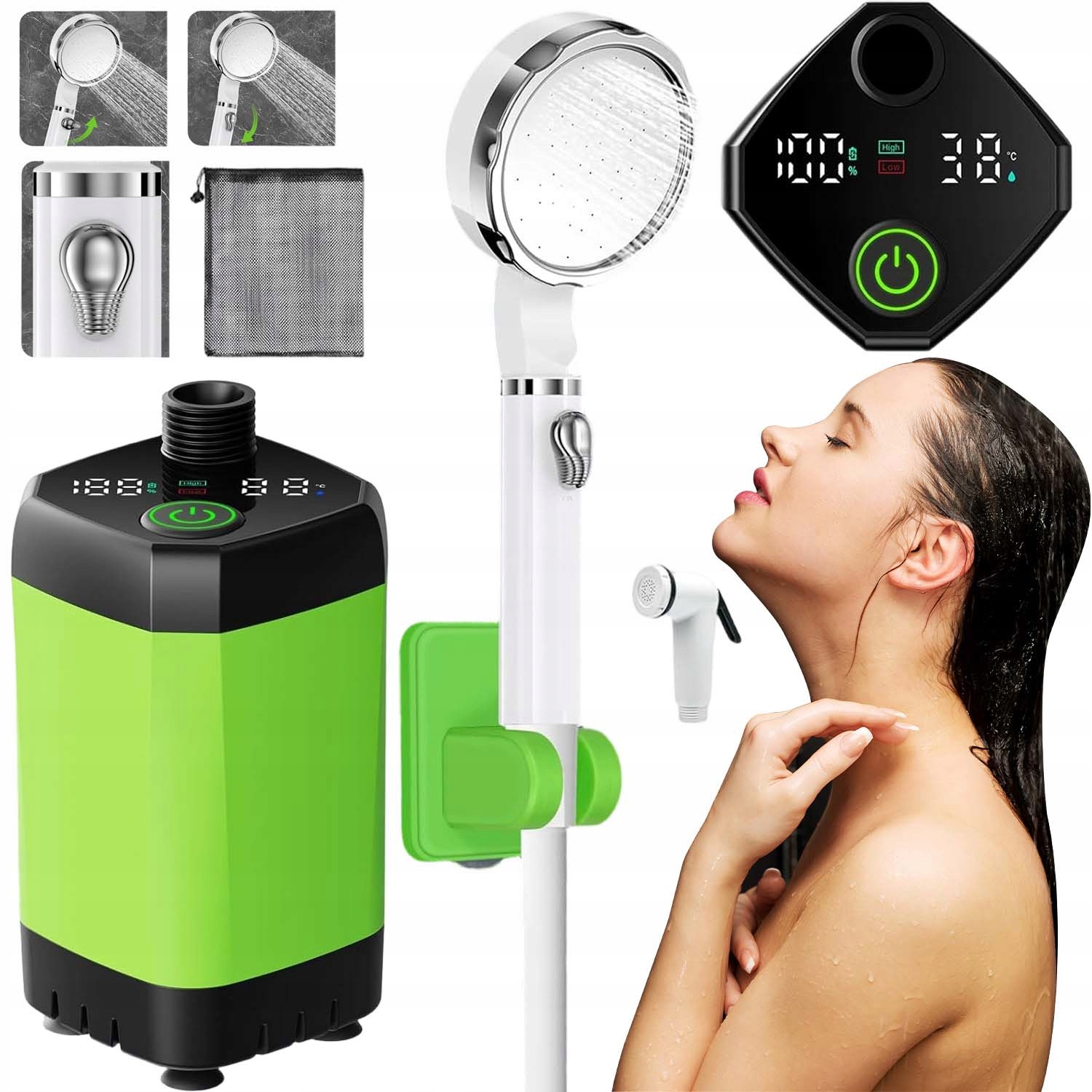 Turistická Přenosná Sprcha Akumulátorová Kempingová Pumpa 6000MAH S LCD