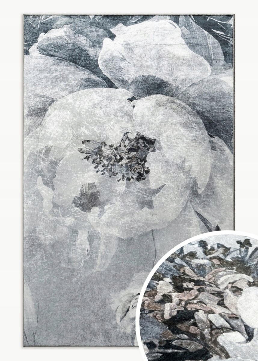 Koberec 120x160 Lotus Květiny světle šedá/stříbrná, moderní
