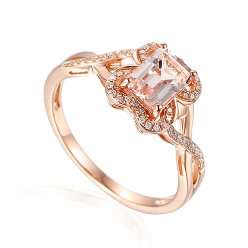 

Pierścionek 14K Morganity Diamenty Grawer