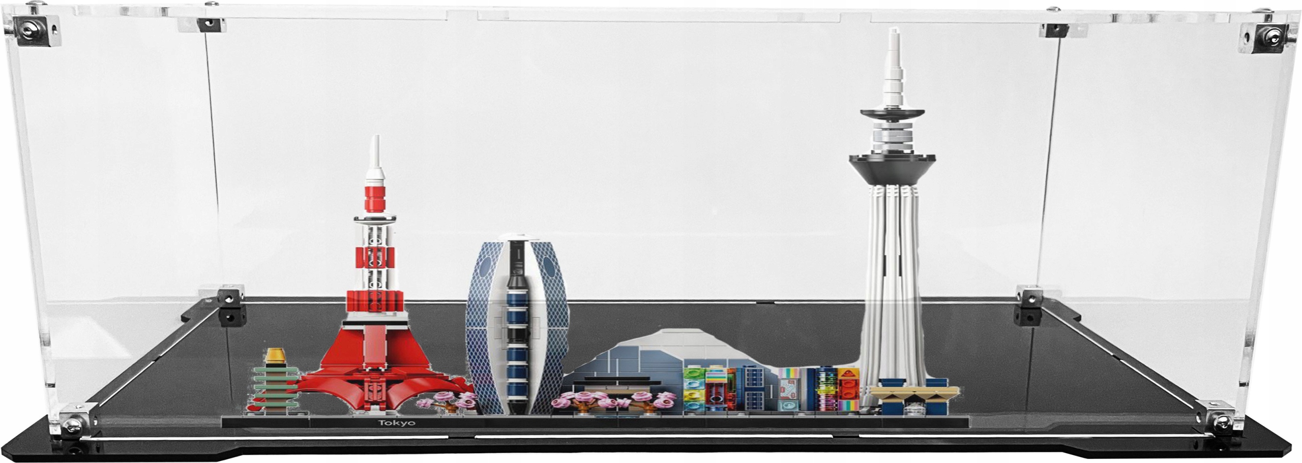 Vitrína s černou základnou pro stavebnici Lego 21051 Architecture Tokio