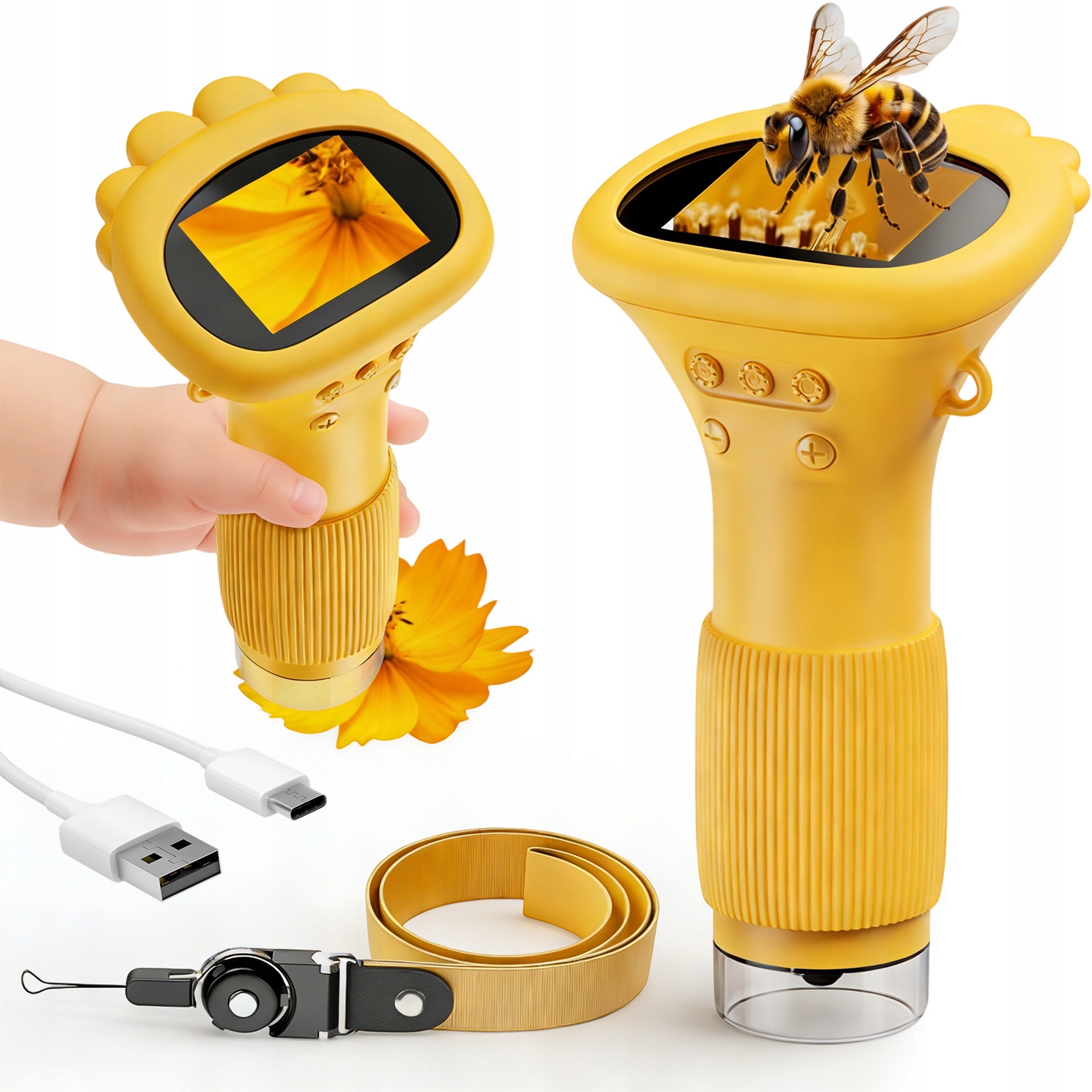 Sada Digitálního Mikroskopu Led Obrazovka Hd 1000X Vzdělávací Kapesní Usb
