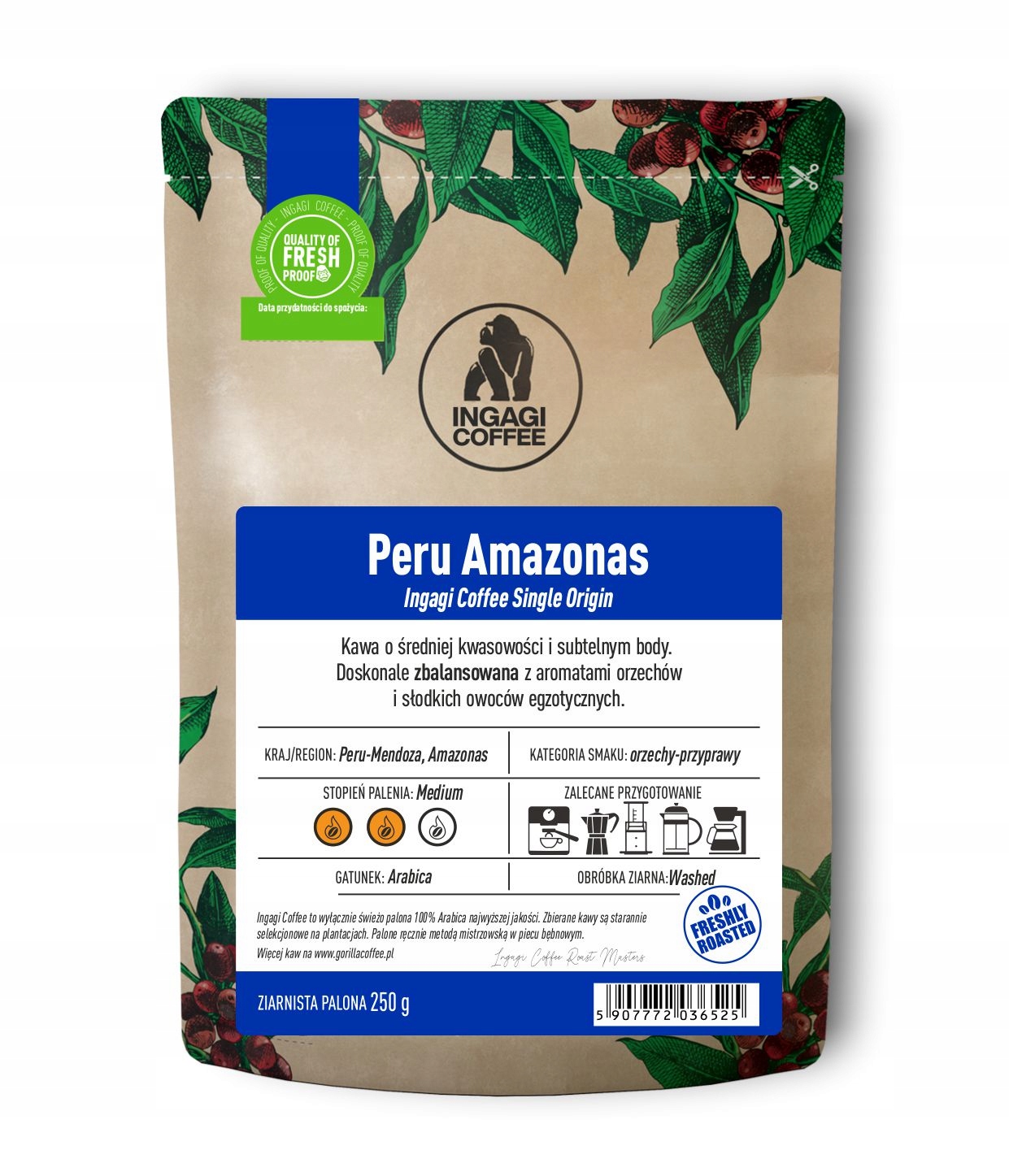 Káva zrnková Peru Amazonas 1 kg Gorilla Coffee