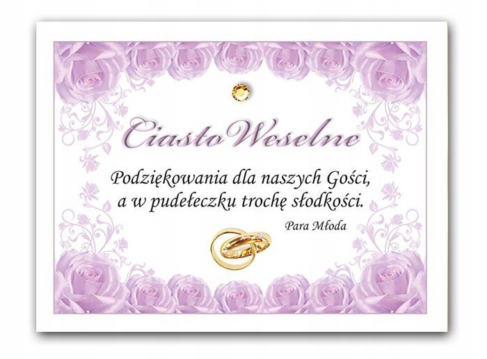 

Etykiety Nalepki na Pudełka na Ciasto Weselne 25sz