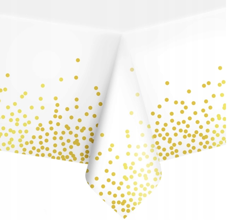 Obrus Biały Złoty Gold Groszki Cerata 137 x 274cm