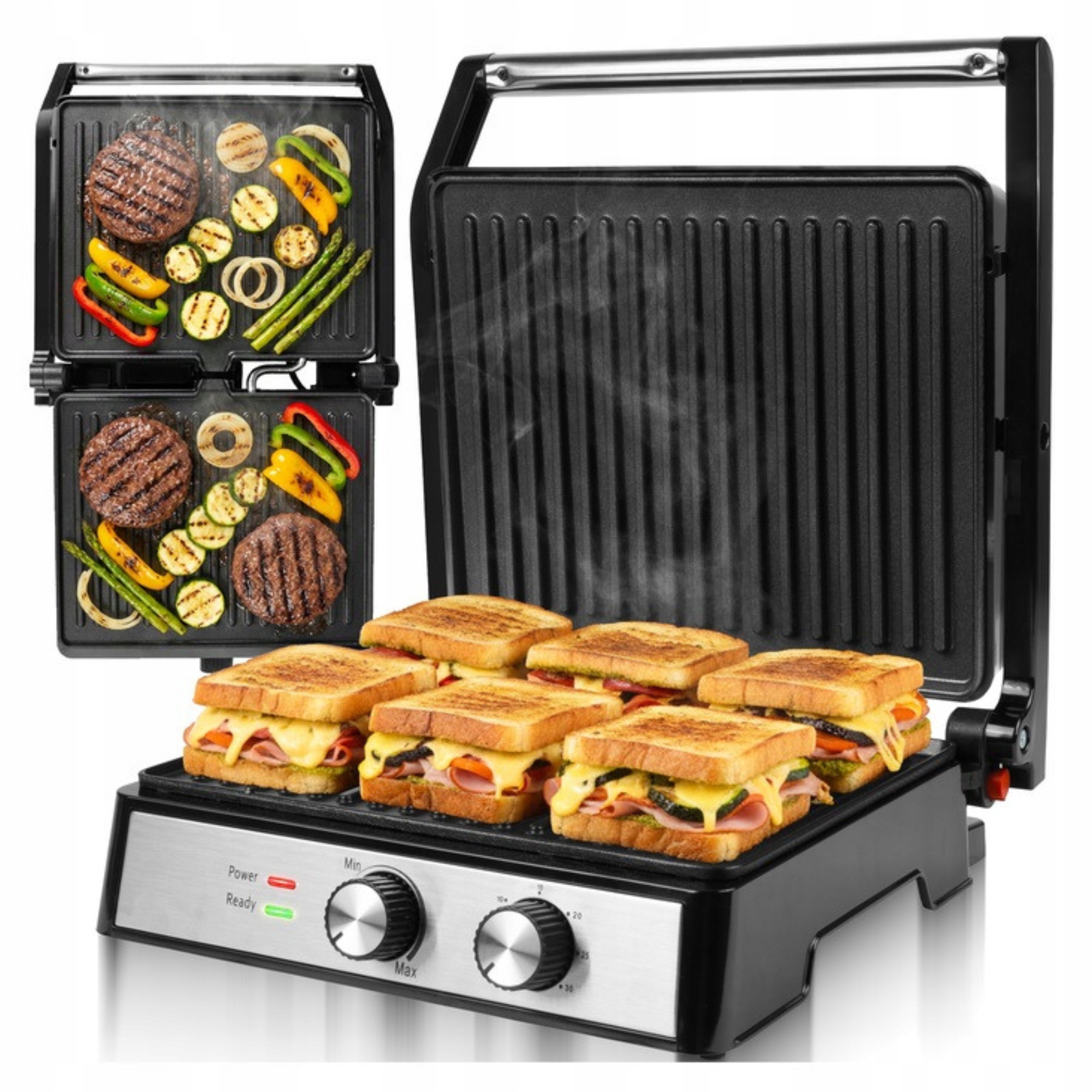 Elektrický Rozkládací Gril Toustovač Pro Sendviče Panini Timer 2500 W