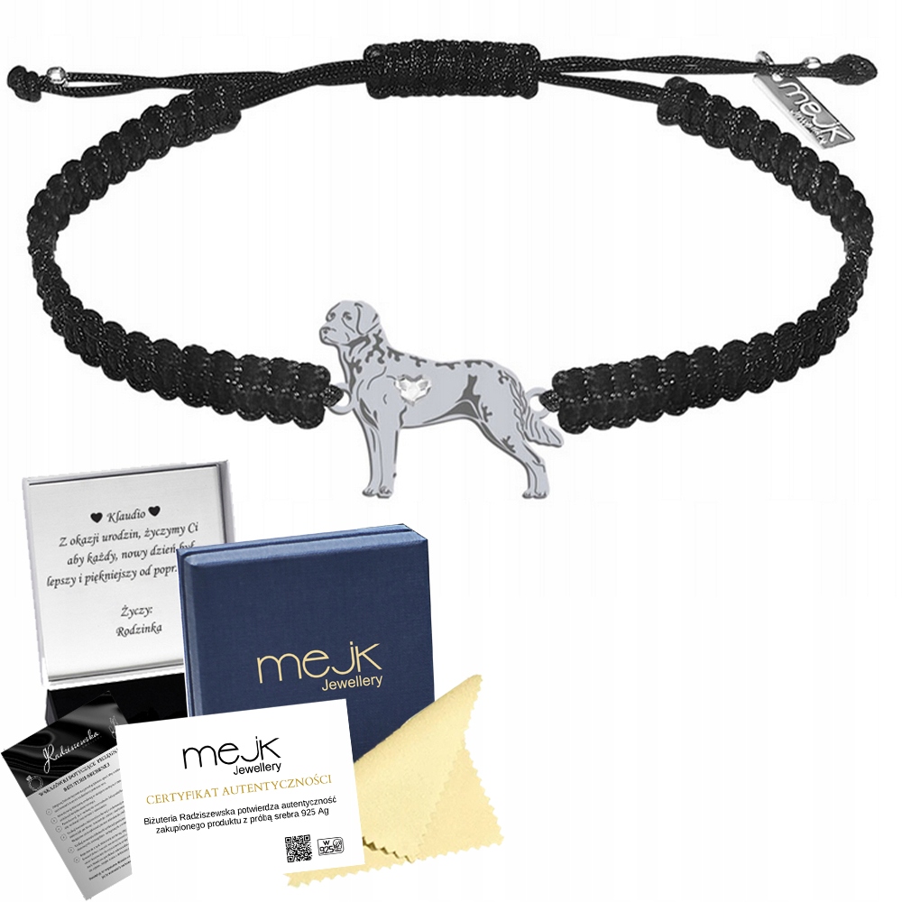 Stříbrný náramek Chesapeake Bay Retriever 925 Makramé Gravírování Bonus