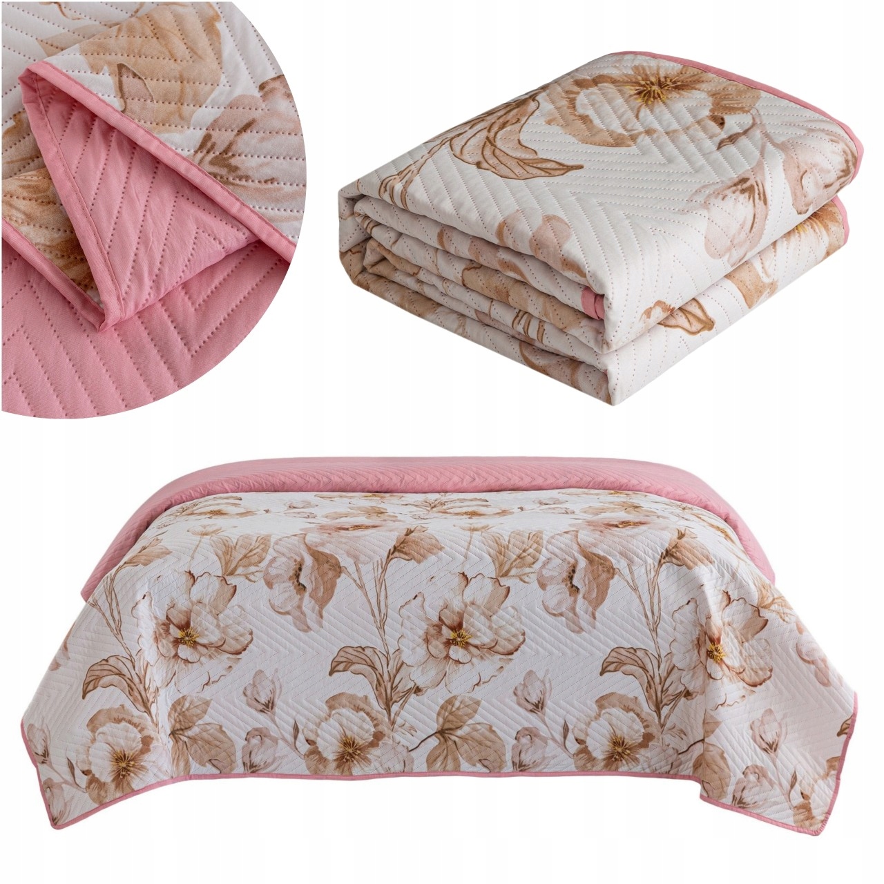 Přikrývka 220x240 na postel pohovka prošívaná jedle Mikrovlákno Květiny Meric