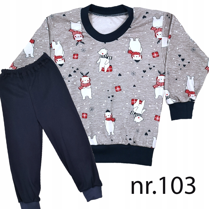 Piżamki Długi Rękaw 100% bawełna POLSKIE + wzory świąteczne 116 cm Kolor wielokolorowy