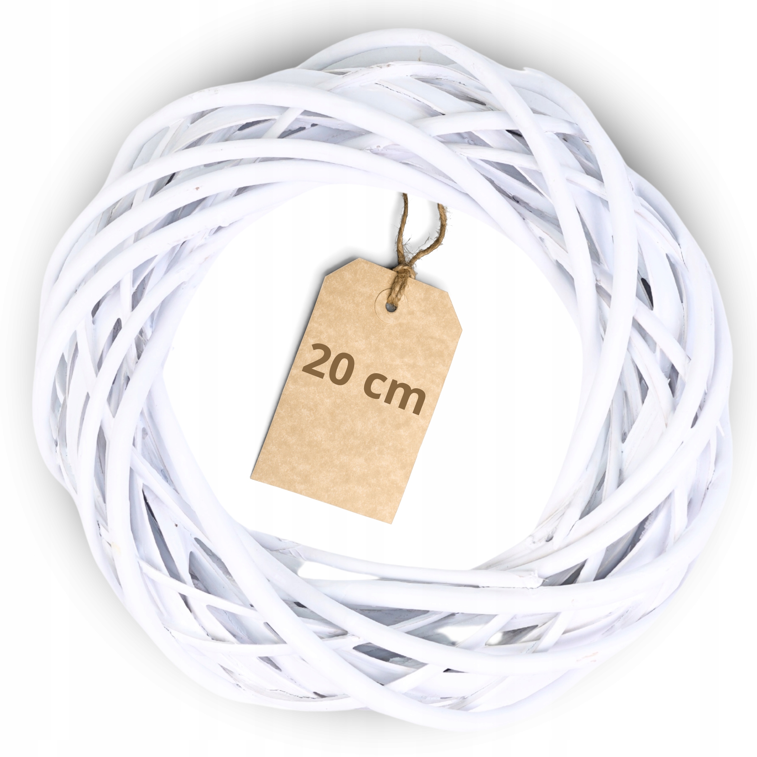 WIANEK WIKLINOWY BIAŁY ŚREDNICA 20cm OZDOBA DEKORACYJNA RING KOŁO GRUBY 5cm