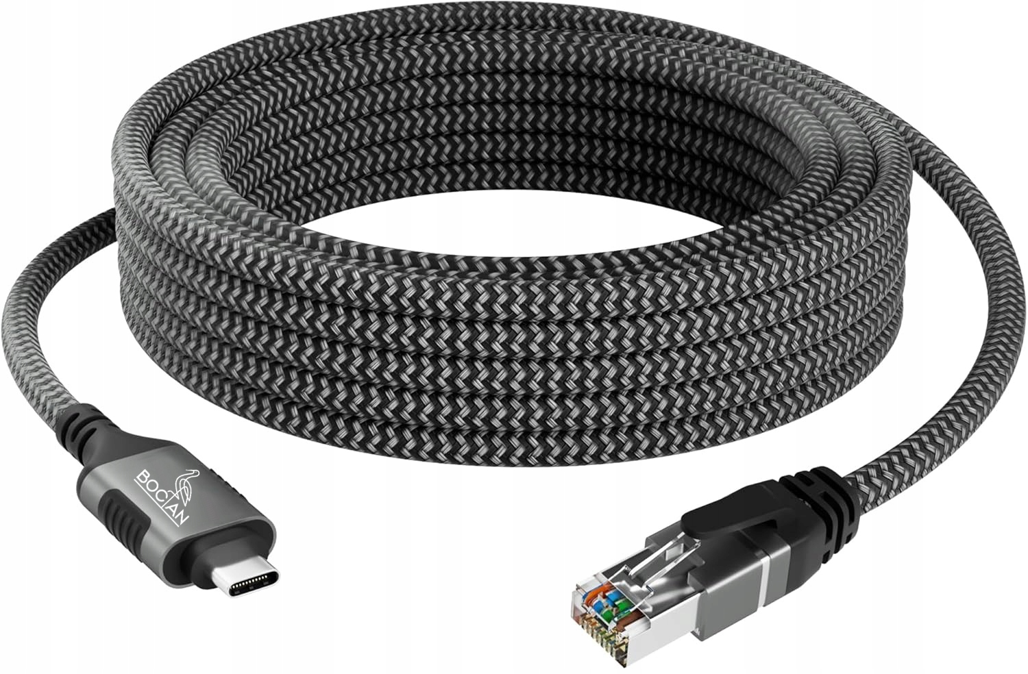 KABEL ADAPTER KARTA SIECIOWA USB-C RJ45 Ethernet 1000mb/s 1Gbps SOLIDNY 5m