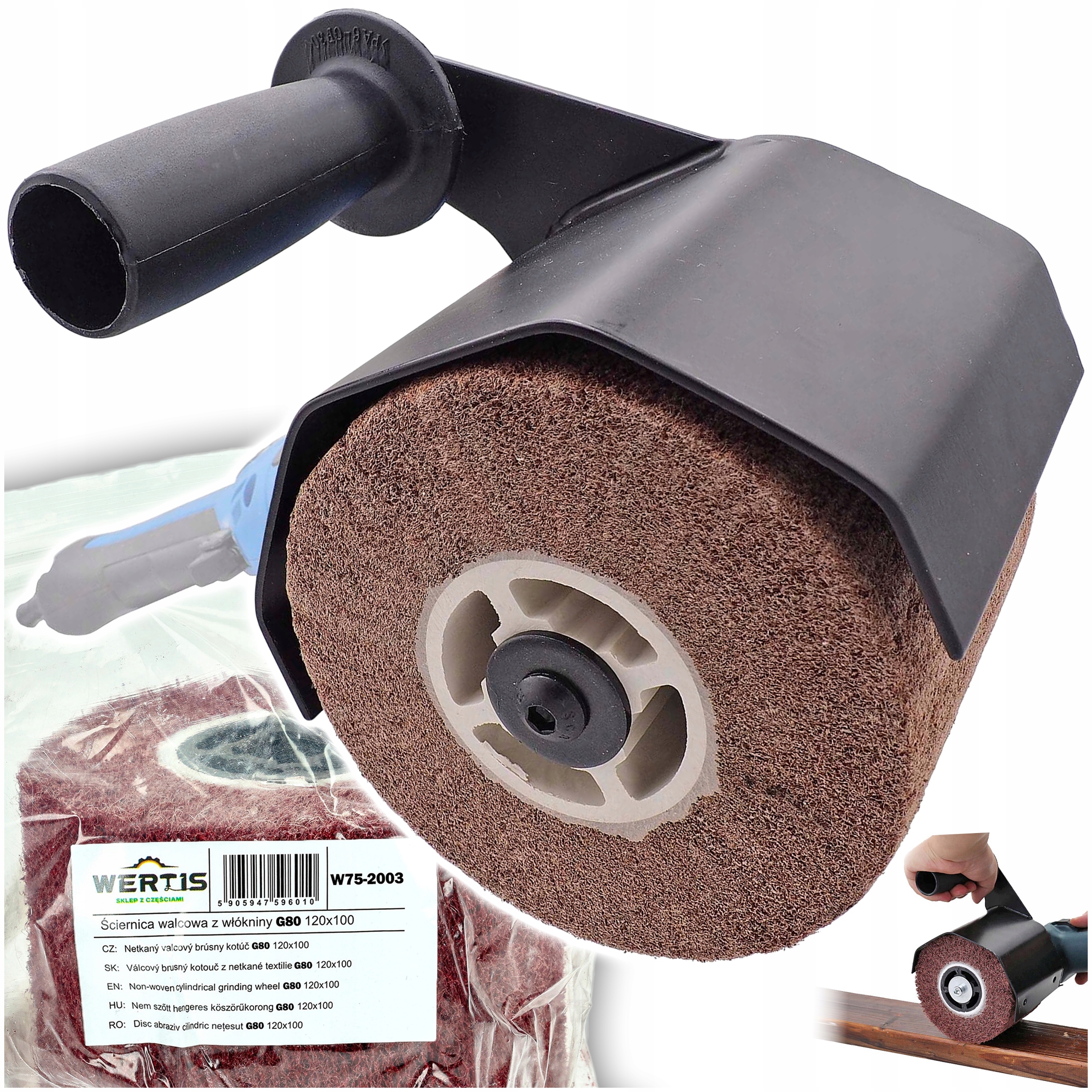 Przystawka Na Szlifierkę Do Szlifowania Satyniarka M14 Ściernica Walc P80