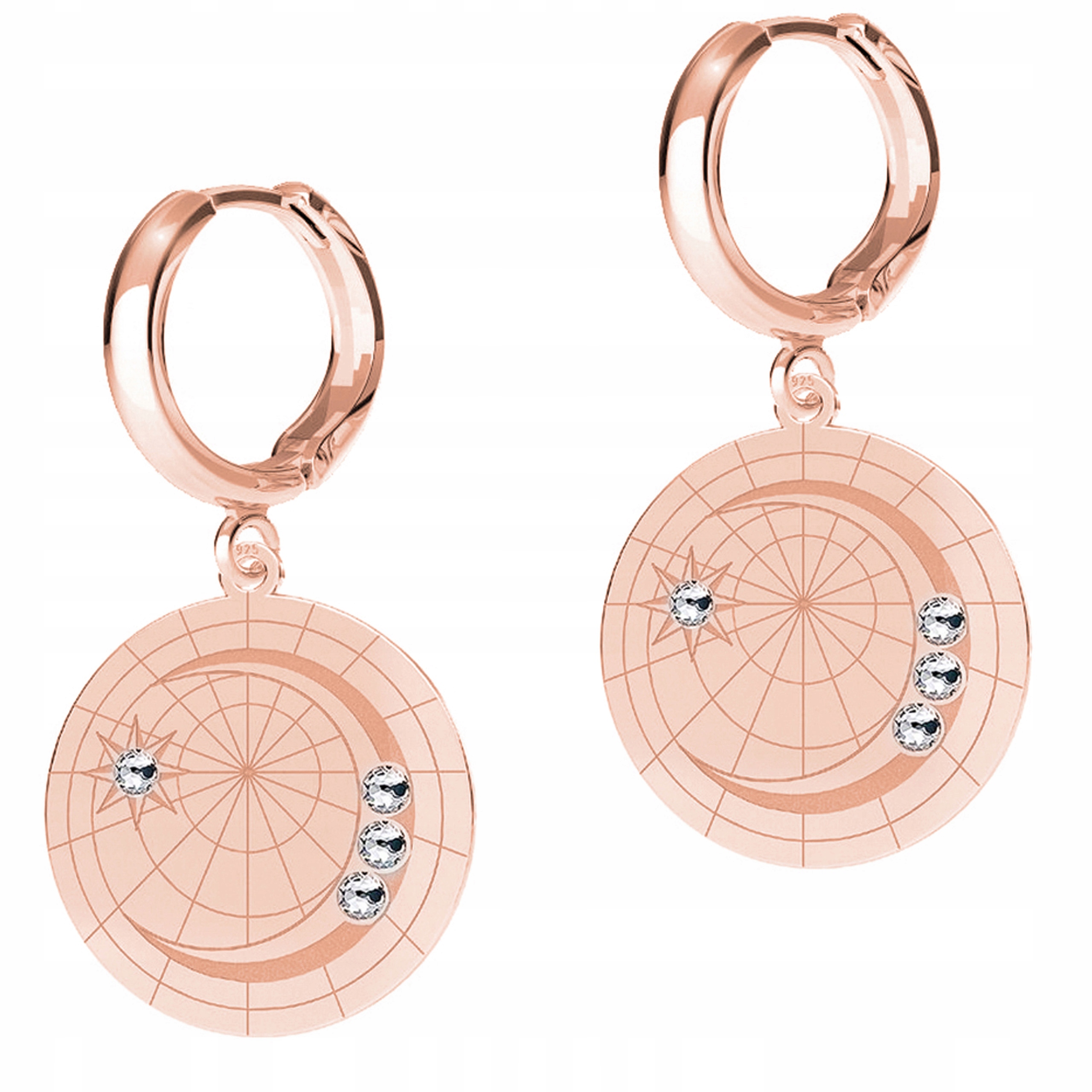 Náušnice Pozlacené s Měsícem Zirkony Stříbro 925