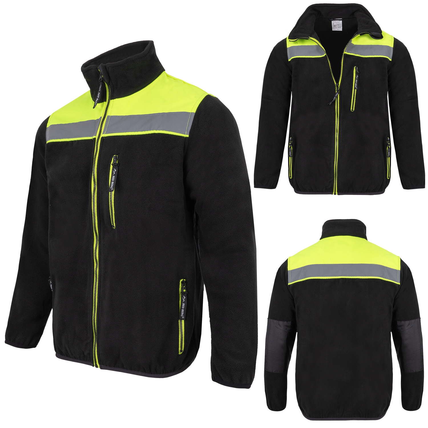 BLUZA POLAR ZAPINANA ODBLASKOWA CZARNA REDBERG 4XL