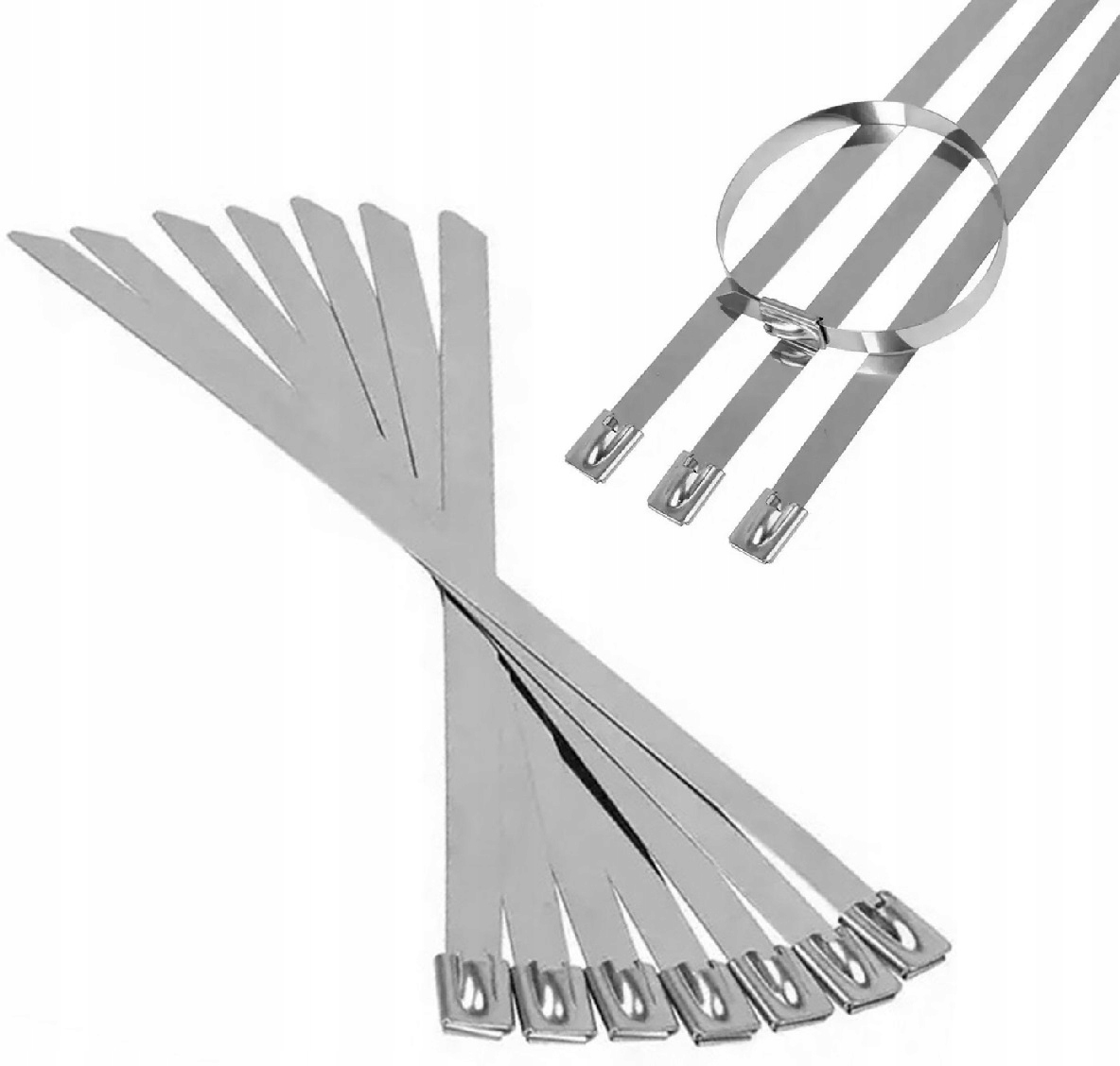 Zestaw Opasek Opaski Zaciskowe Kulkowe Stalowe Trytki 4,6mm x 200mm 100szt