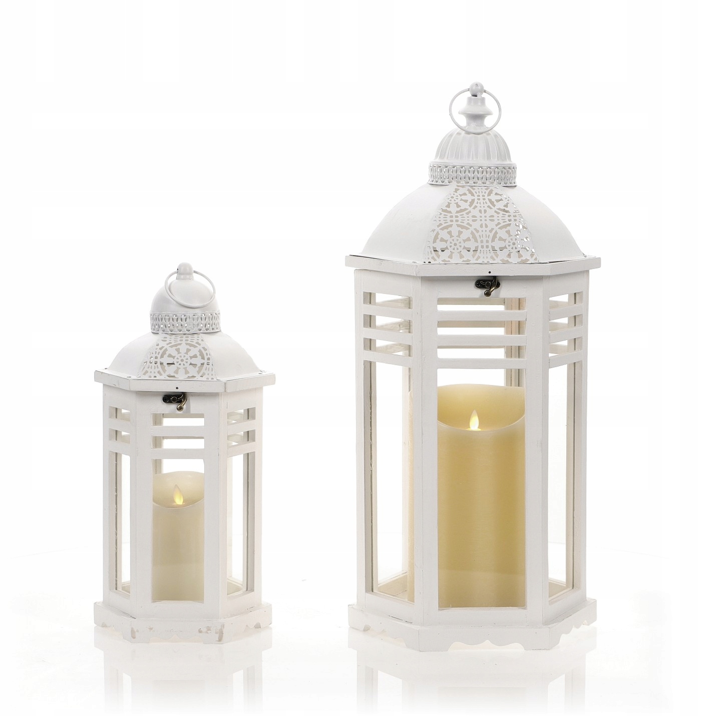 

Lampion latarnia drewniana białe komplet 2w1 duże