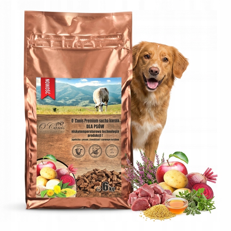 O'canis Jagnięcina Proso 6 kg Bezglutenowa sucha karma dla psa