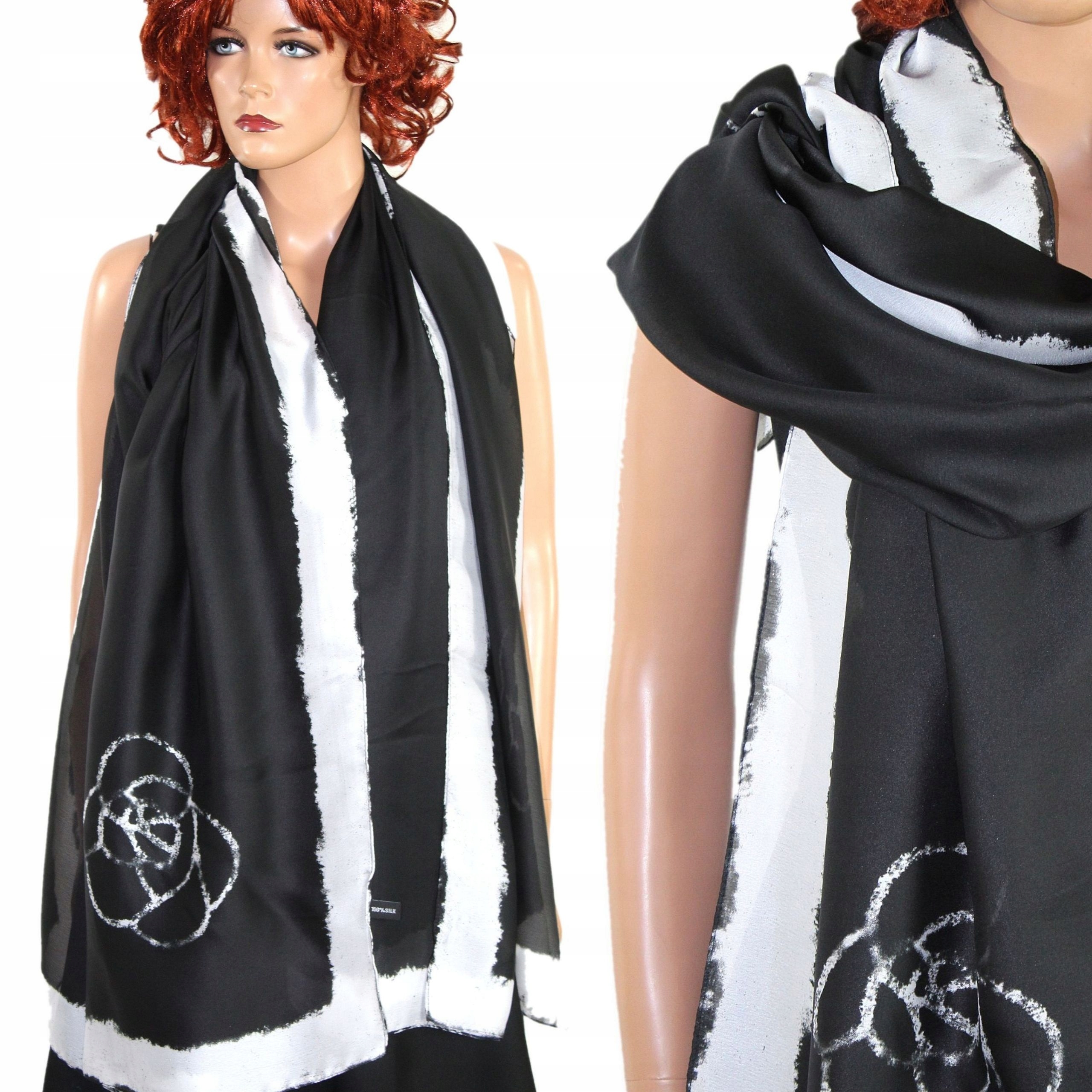 

C2-11 Luksusowy Jedwabny Szal Silk Prezent 90x180