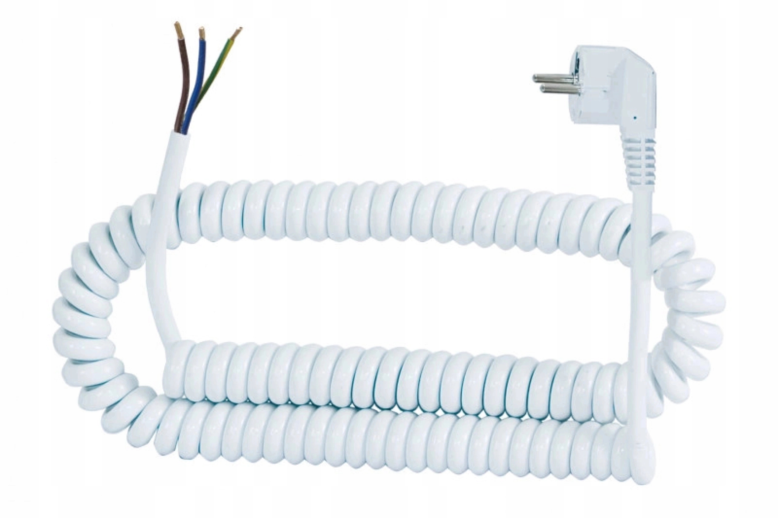 Připojovací spirálový kabel s úhlovou zástrčkou 3x1 mm2 roztažitelný 10 m