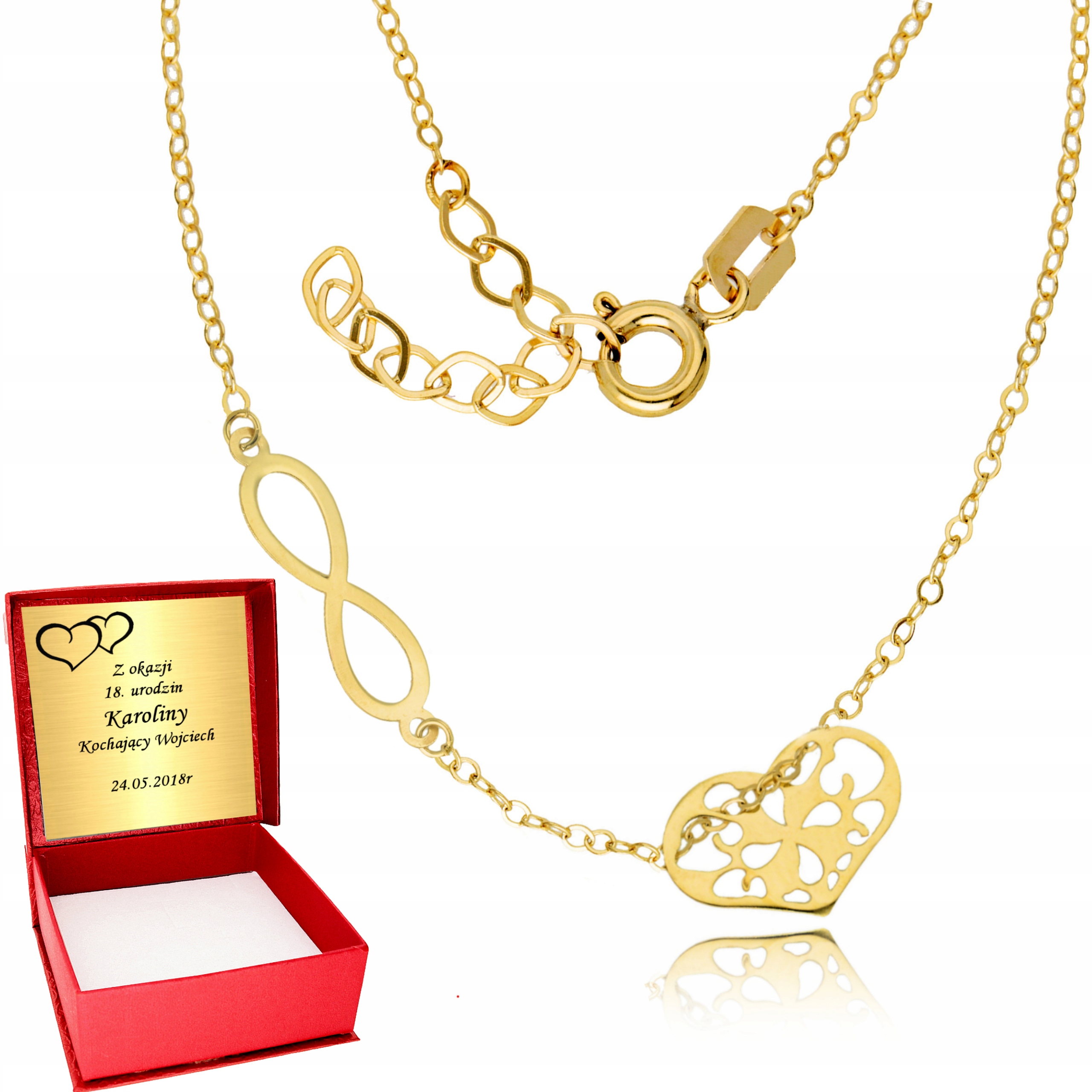 

Złoty Łańcuszek 585 Naszyjnik Nieskończoność Serce