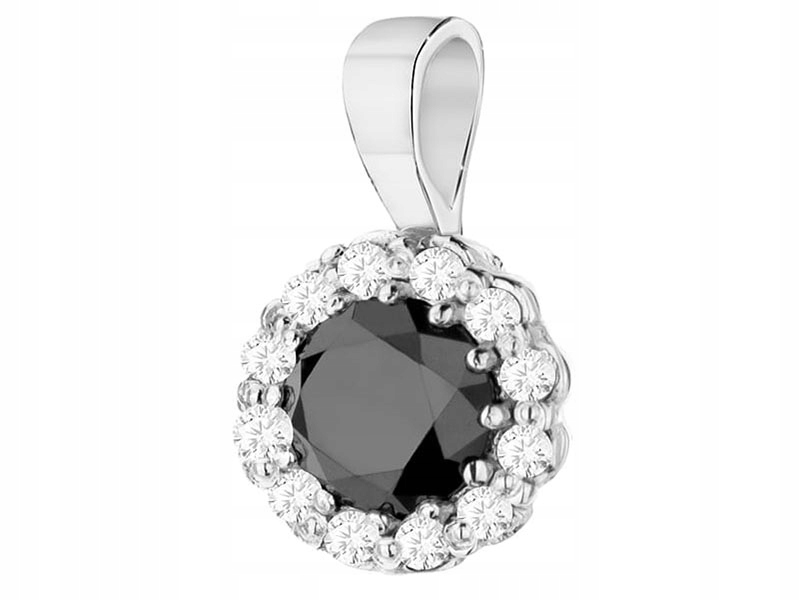 Zlatý přívěsek 585 bílé zlato, černý briliant s diamantem na řetízek