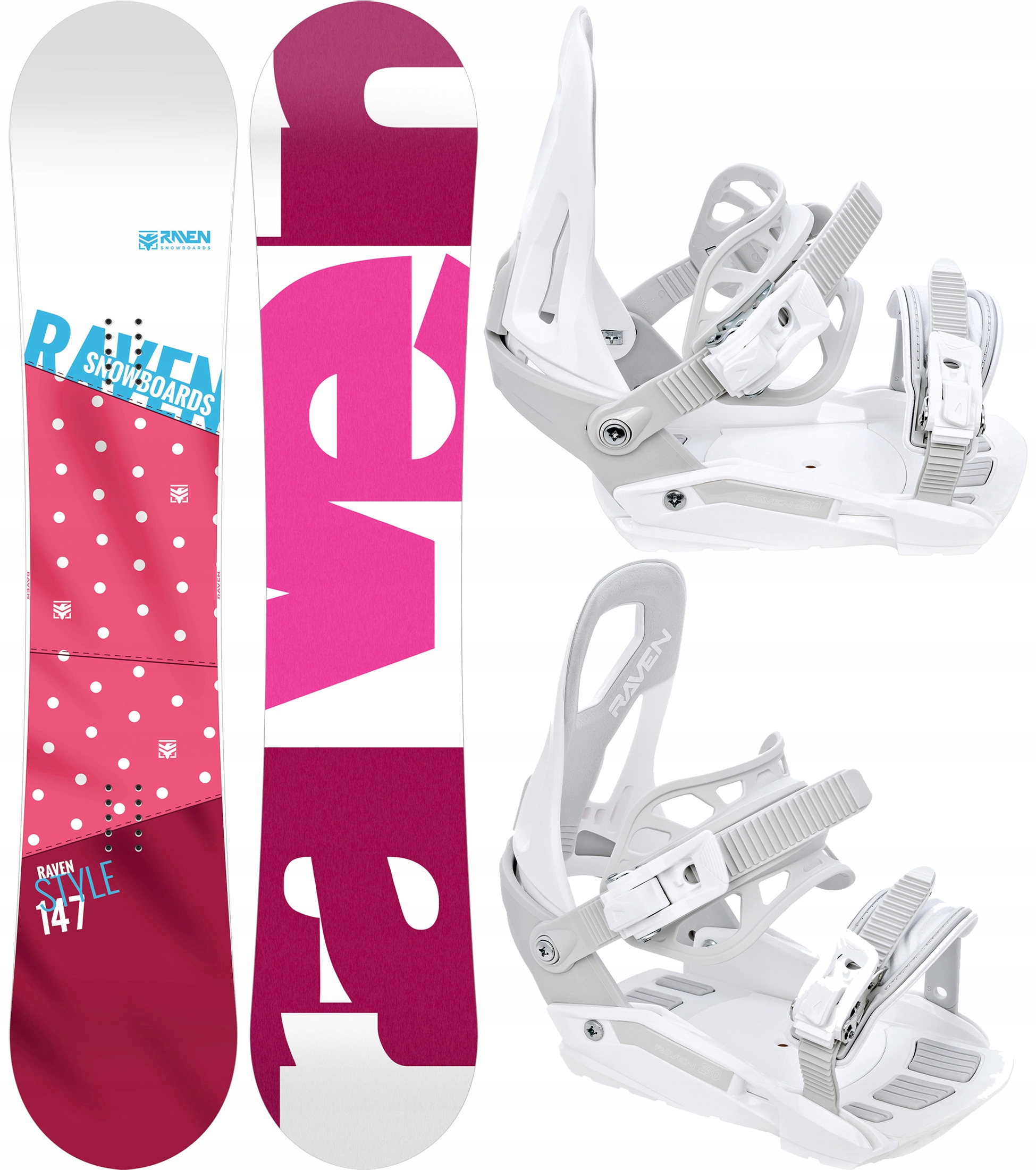 Snowboard RAVEN Style Pink 150cm + Wiązania S230 • Opinie - Allegro