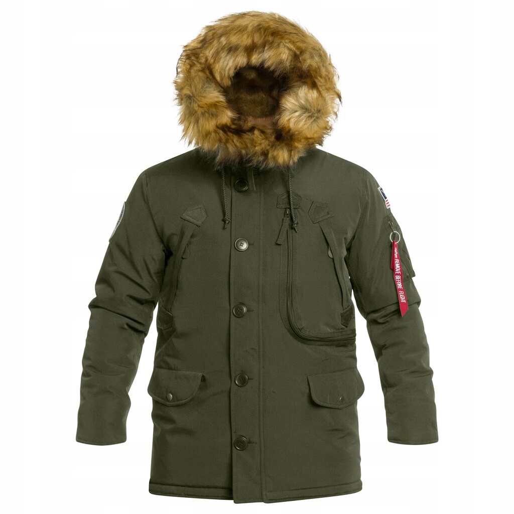 Pánská bunda s kapucí Parka Alpha Industries Polar Jacket tmavě zelená S