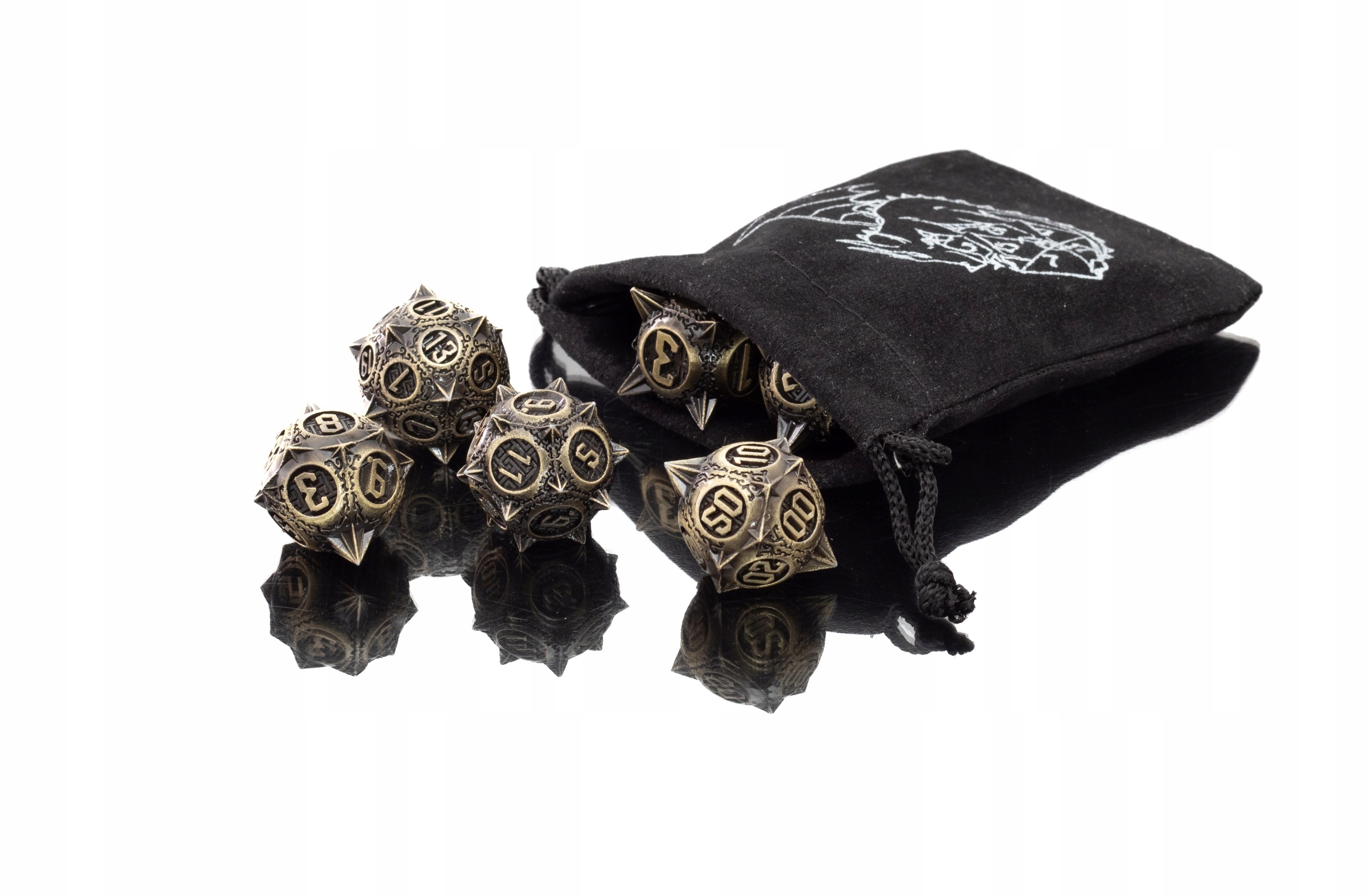 GWIAZDA ZARANNA ZESTAW 7 METALOWYCH KOŚCI RPG Liczba ścian 4 6 8 10 12 20