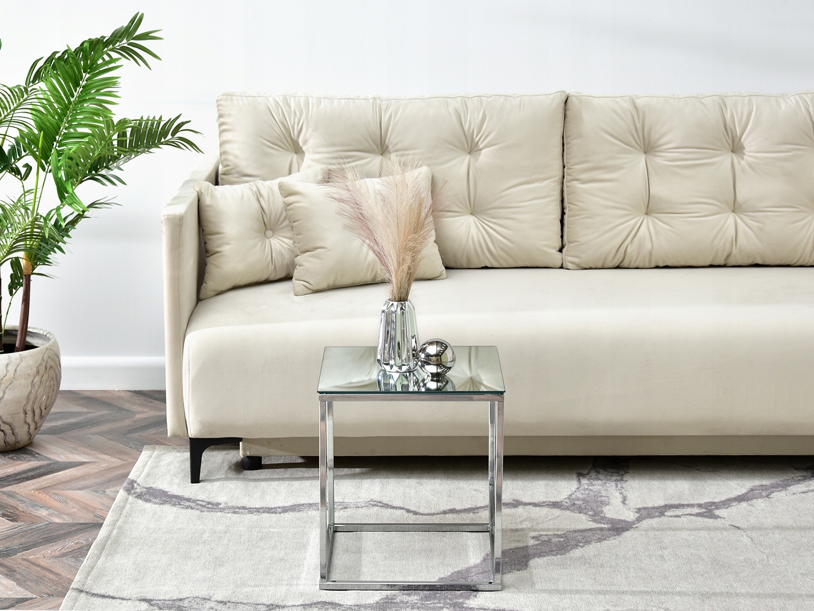 LUSTRZANY STOLIK POMOCNIK DO SALONU BALI S CHROM Kolekcja Bali