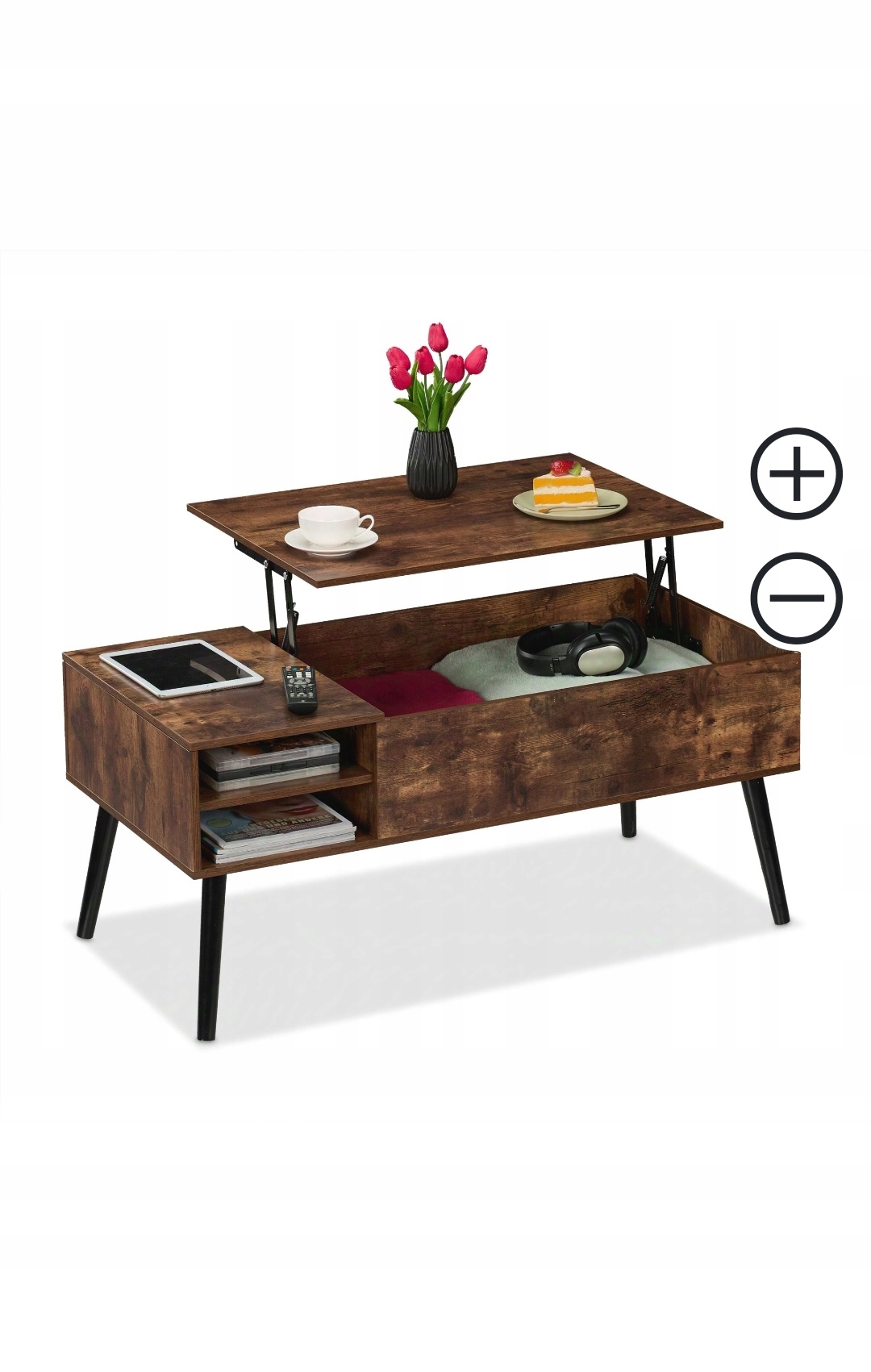 Kávový stolek Relaxdays obdélníkový 100 x 50 x 46 cm dub ořech