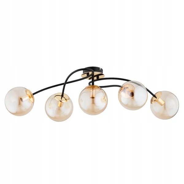 Moderná stropná lampa čierno-zlatá 5 guličiek Gilian 5xE14 10W Alfa