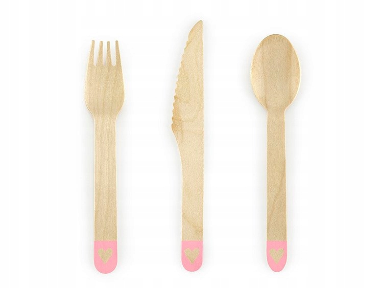 

Sztućce Drewniane Serca 16 cm R. Róż 18 szt.