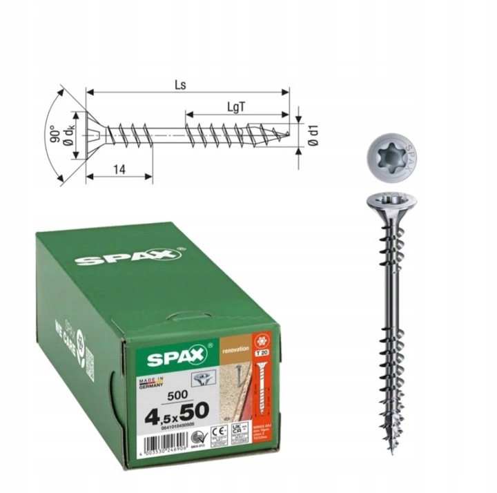 Wkręty Do Drewna Spax 4,5x50 Wkręty Do Płyt Osb Podwójny Gwint 500szt