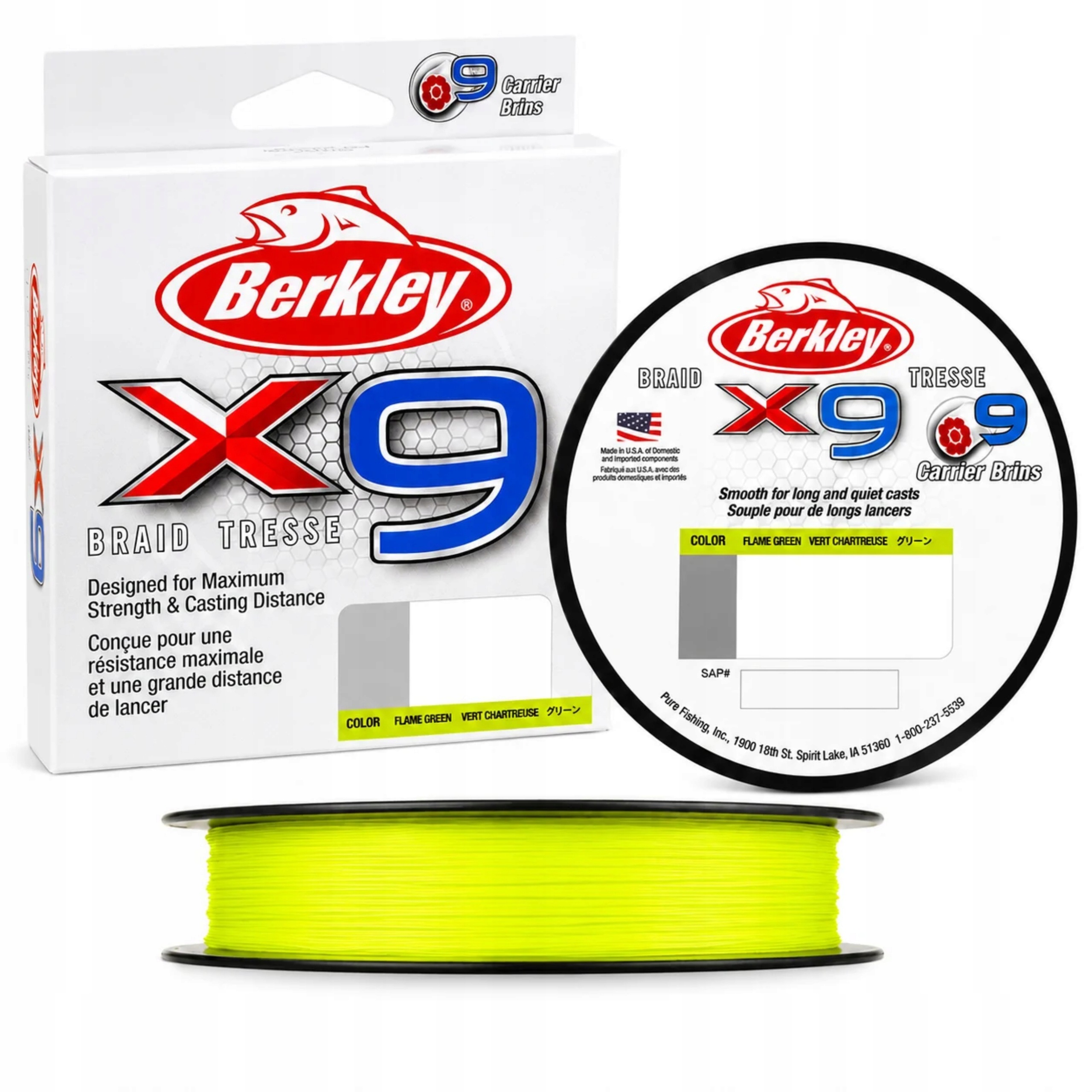 Berkley x9 Braid Plecionka 150m 0,14mm 14,2kg Vert Chartreuse Fluo Żółta