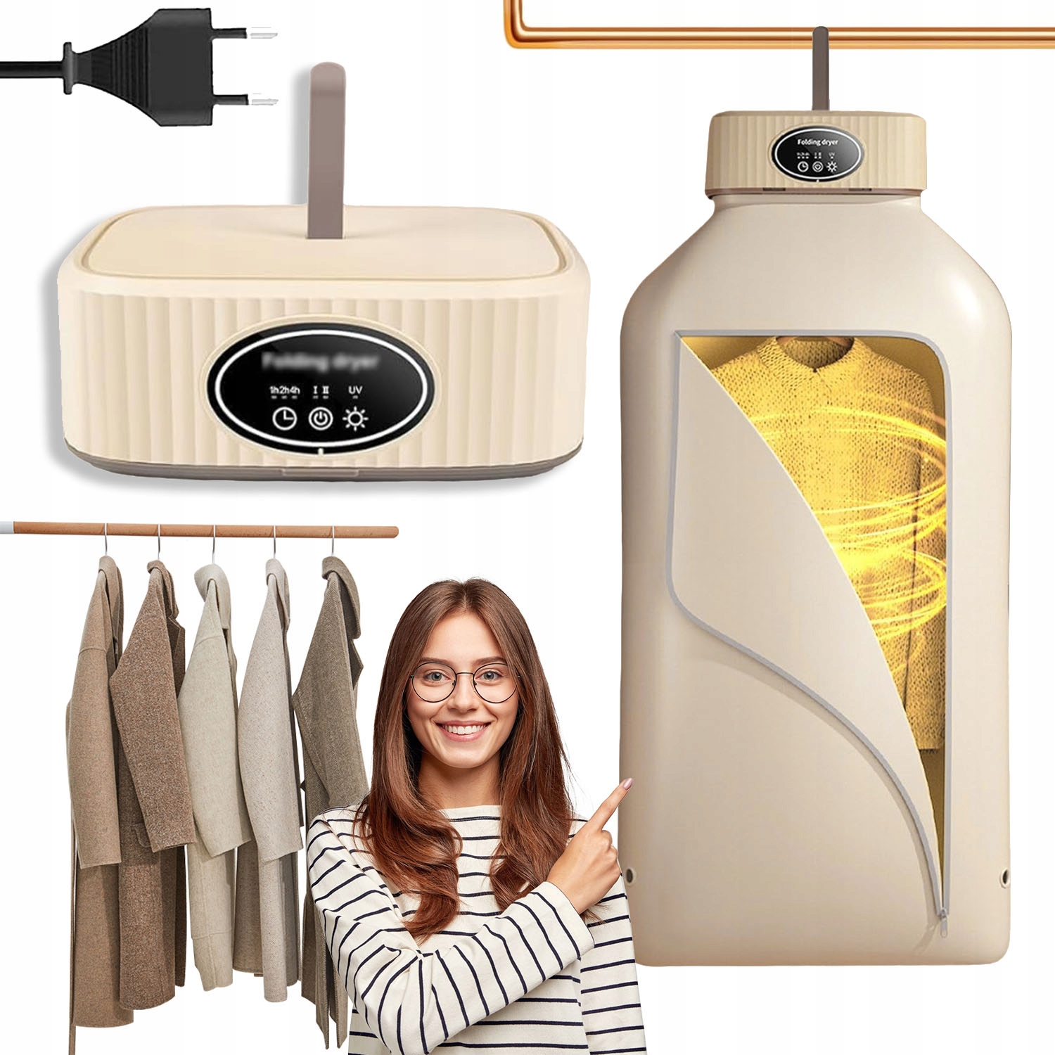 Levně 600W Elektrická Sušák Na Prádlo S Velkou Objem 2 Rychlosti 3 Časy