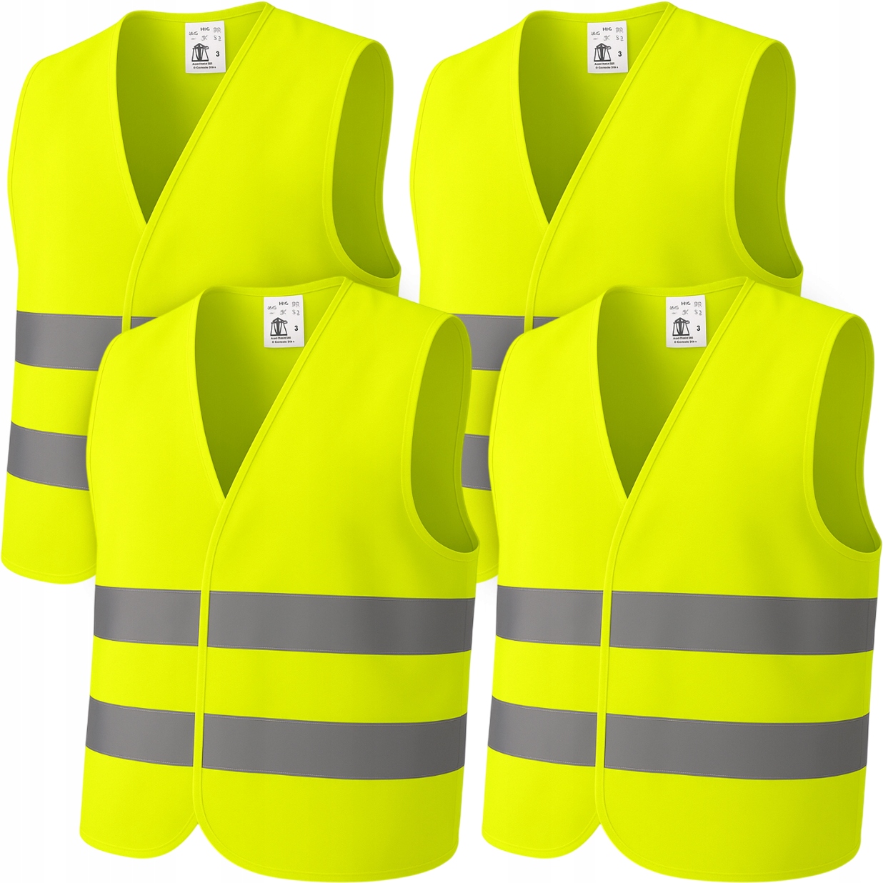 4× Kamizelka odblaskowa Agmi żółta uniwersalna CE EN 20471