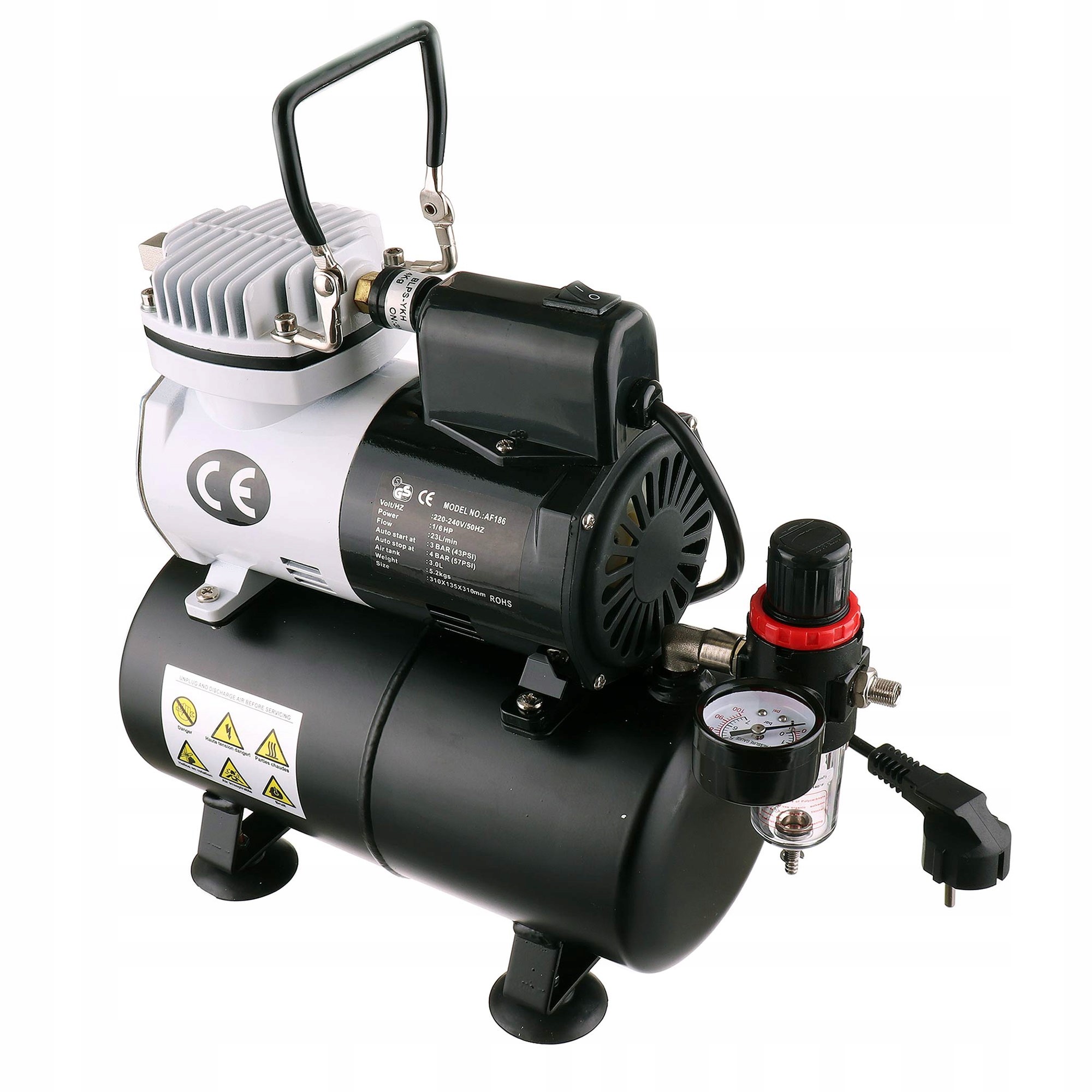 Kompresor airbrush s 3L Lahví AF-186 ventilátorem