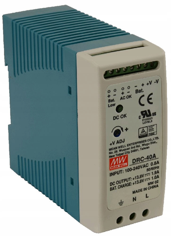 Zasilacz buforowy na szynę Din Mean Well DRC-40A 13,8VDC 2,9A 40,02W