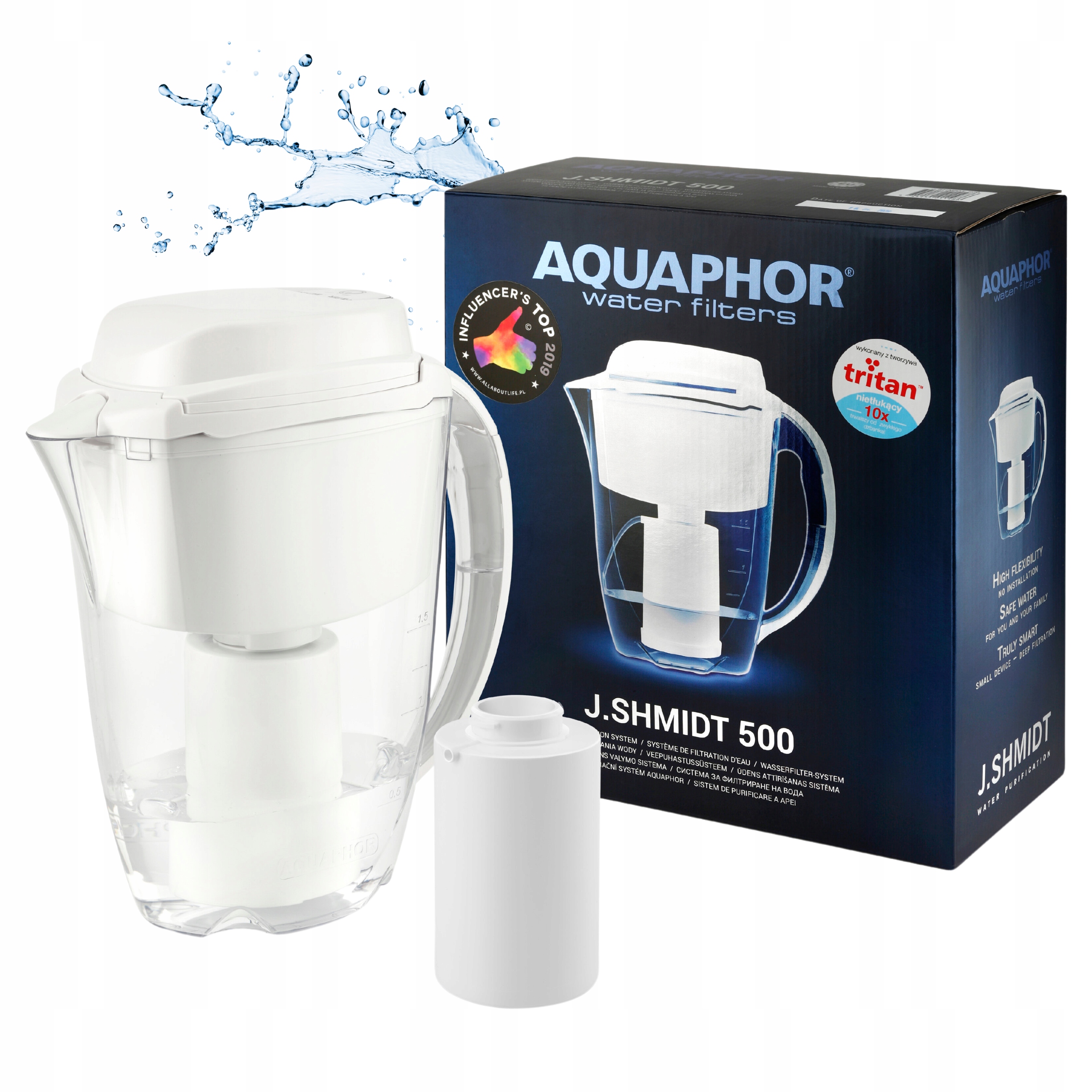 Filtračná kanvica na vodu Aquaphor J.shmidt 500 Biela 2,8L s uhlíkovým filtrom