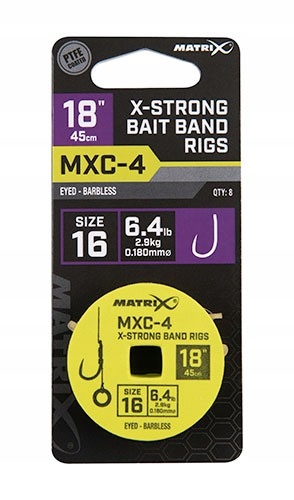 Matrix Przypon MXC-4 Rozmiar 16 X-Strong Bait Band 45cm 8szt Do Dużych Ryb