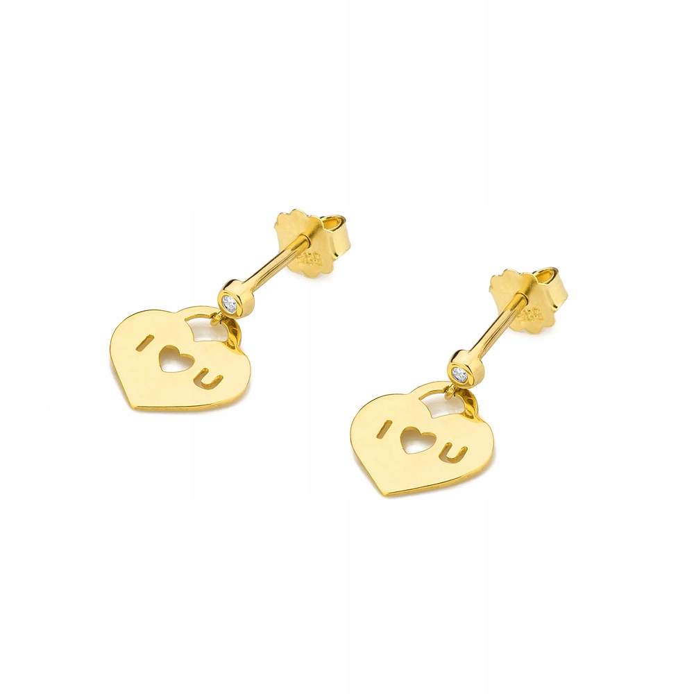 

Złote Kolczyki 585 Brylanty 0,03 ct - Serce