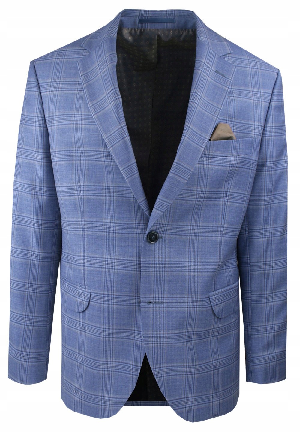 Tmavě modrá vlněná Sako s mřížkou Men'sfield 116/176