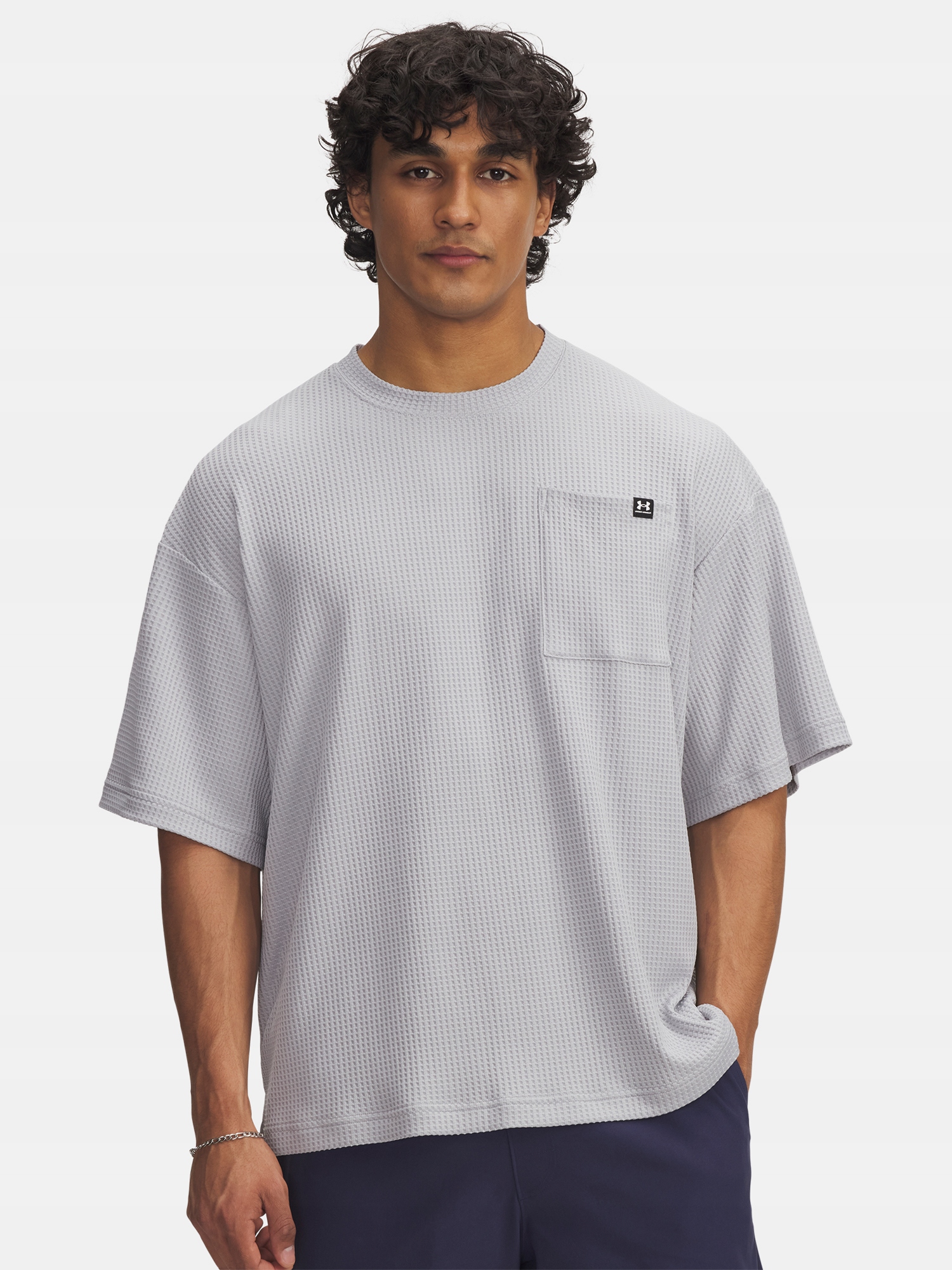 Under Armour Pánské tričko Under Armour Ua Rival Waffle Crew-GRY